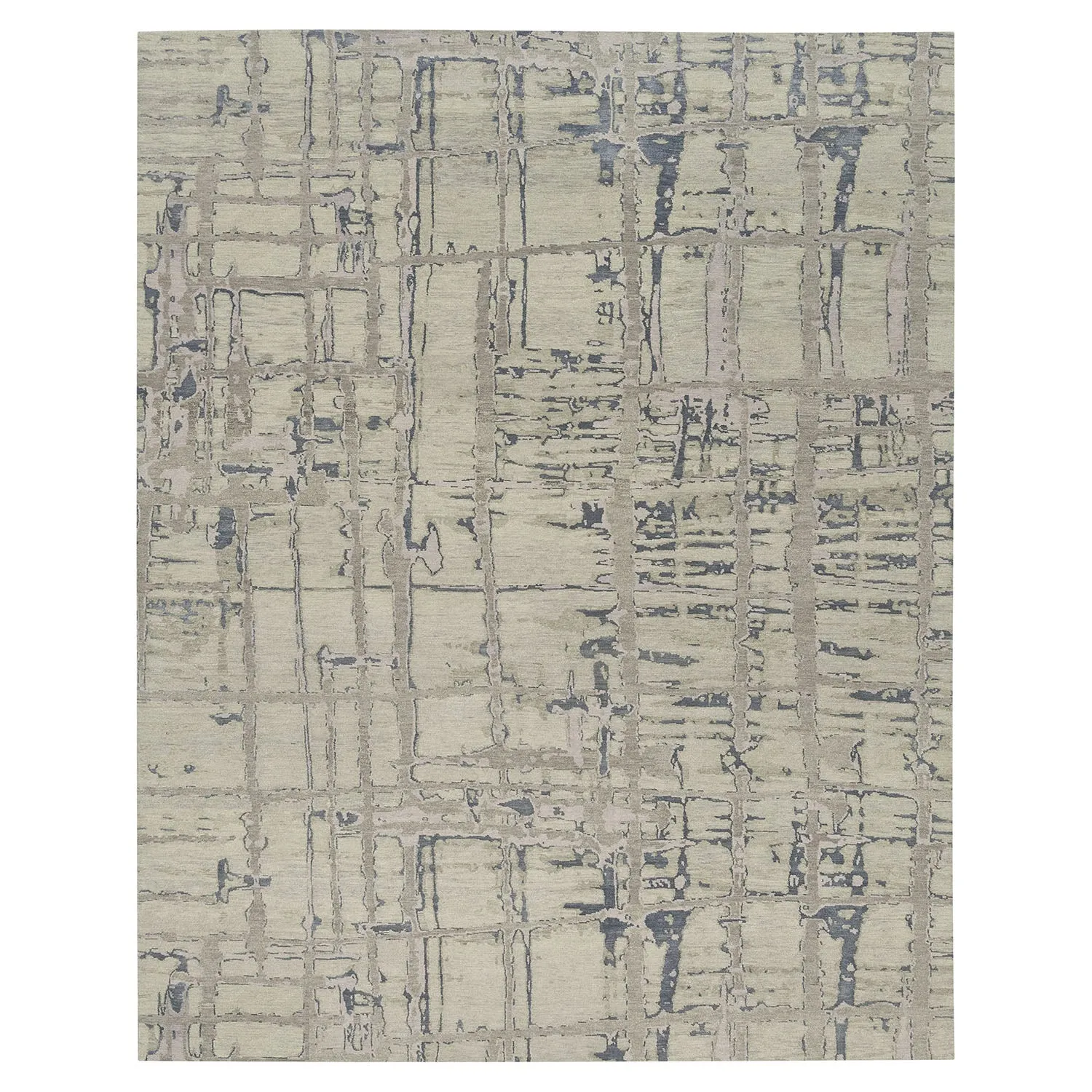 Grey Modern Tibetan Silk Cotton Blend Rug - 9' x 12'