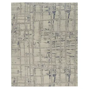 Grey Modern Tibetan Silk Cotton Blend Rug - 9' x 12'