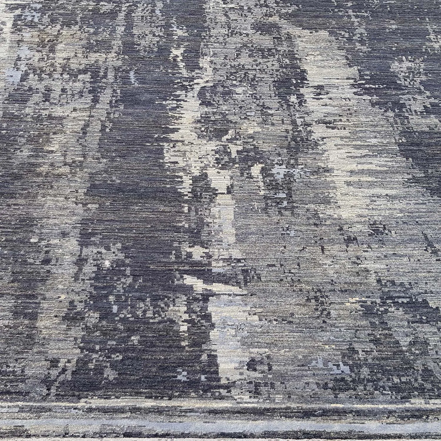 Grey Modern Wool Silk Blend Rug - 8'10" x 11'11"