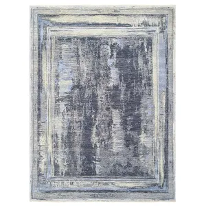 Grey Modern Wool Silk Blend Rug - 8'10" x 11'11"