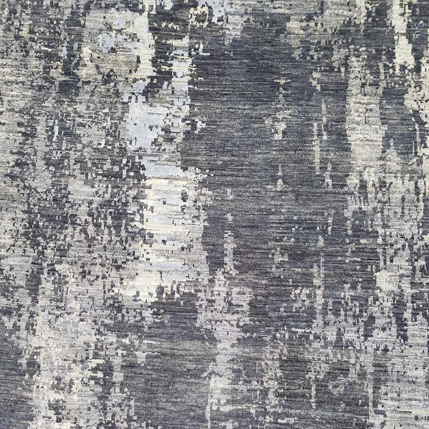 Grey Modern Wool Silk Blend Rug - 8'10" x 11'11"
