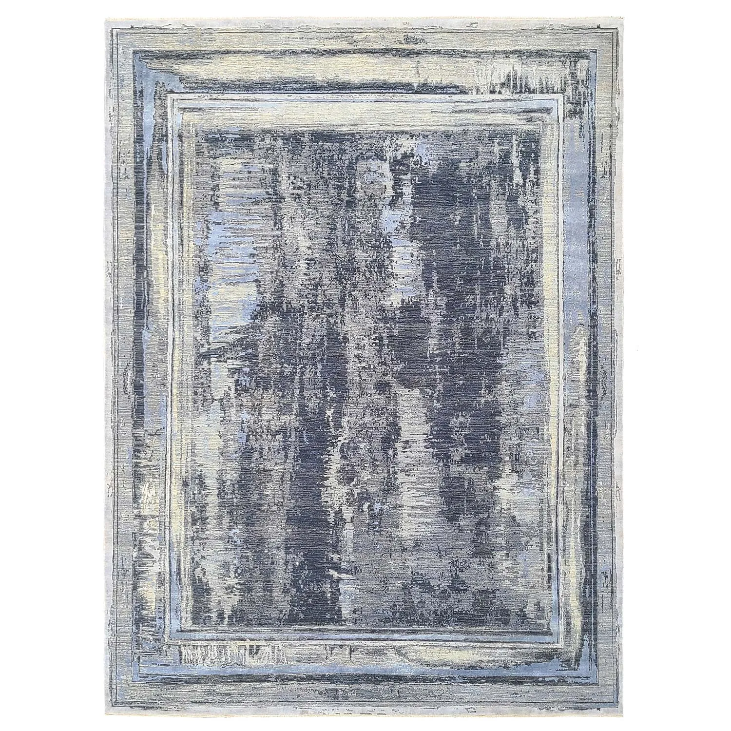 Grey Modern Wool Silk Blend Rug - 8'10" x 11'11"