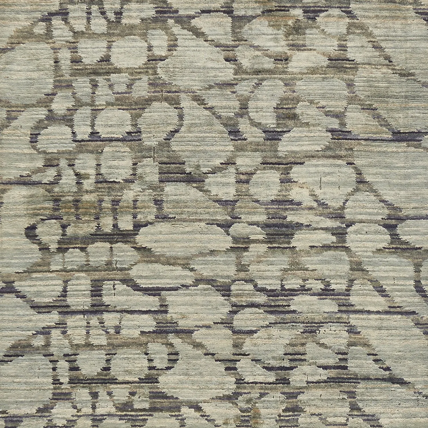Grey Modern Wool Silk Blend Runner - 3' x 7'8"