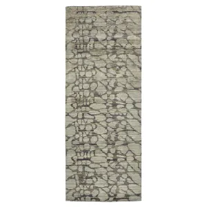 Grey Modern Wool Silk Blend Runner - 3' x 7'8"