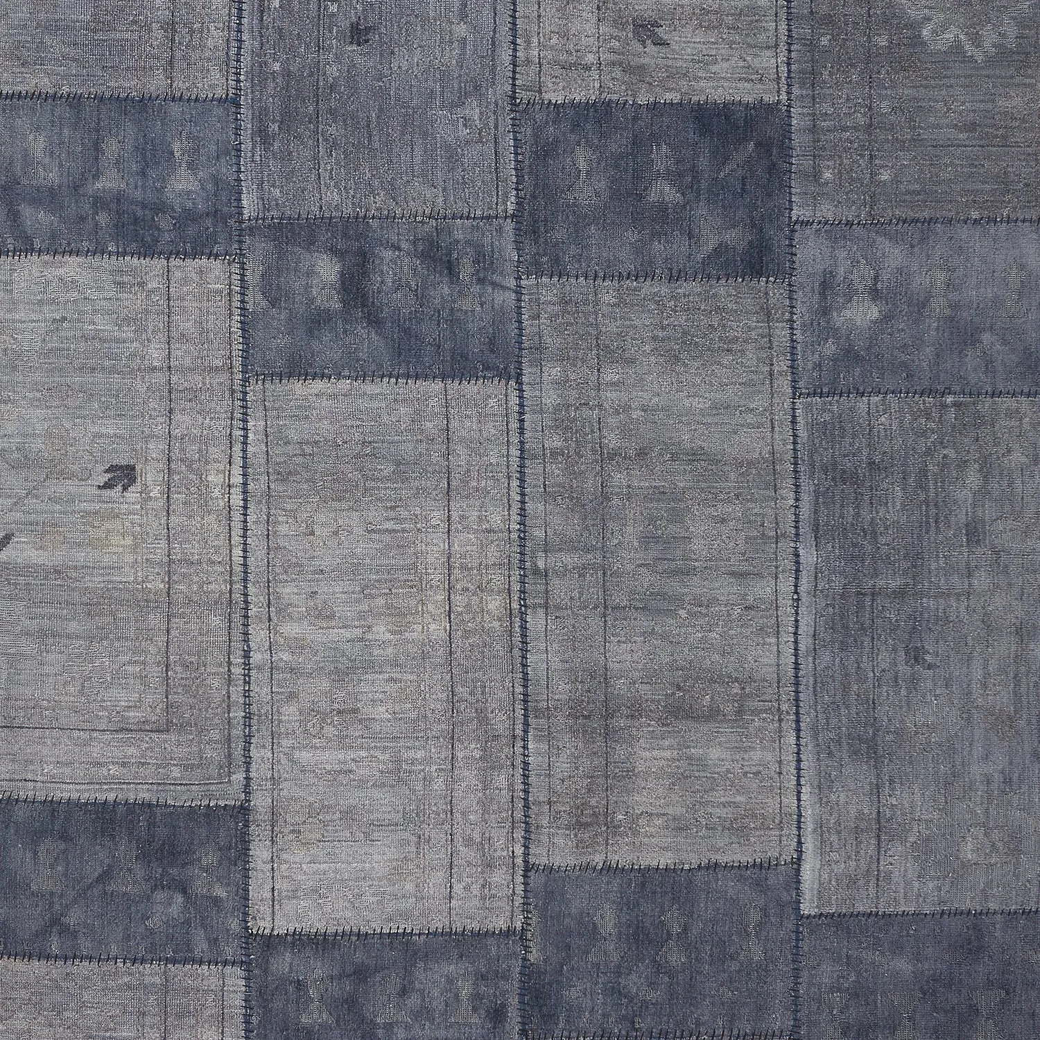 Grey Overdyed Patchwork Wool Rug - 6'10" x 12'4"