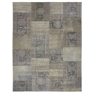 Grey Overdyed Patchwork Wool Rug - 8'7" x 11'3"