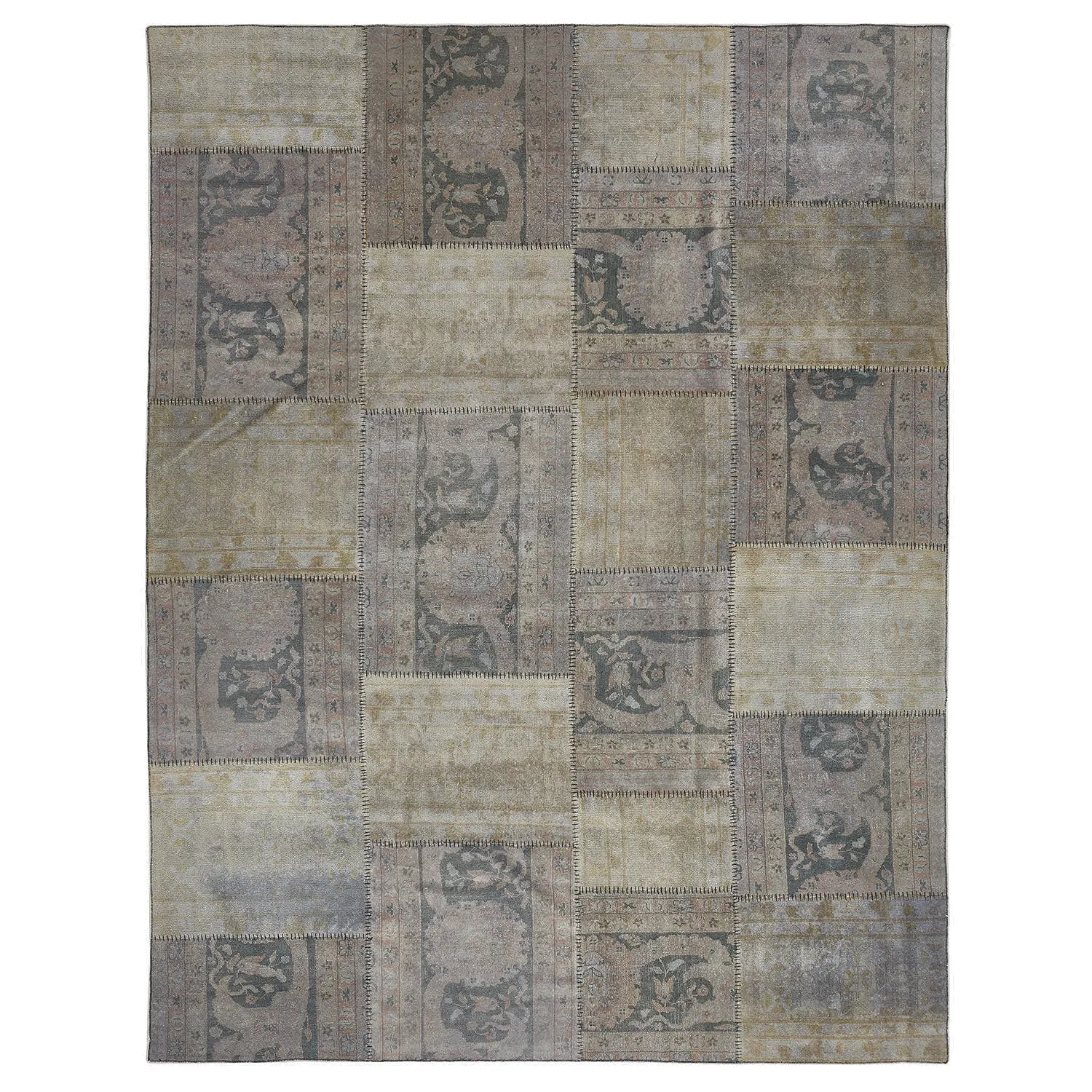 Grey Overdyed Patchwork Wool Rug - 8'7" x 11'3"