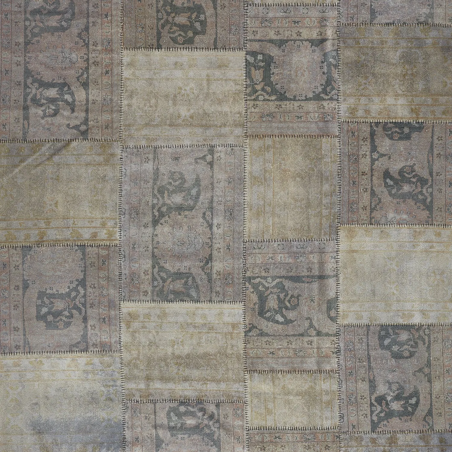 Grey Overdyed Patchwork Wool Rug - 8'7" x 11'3"