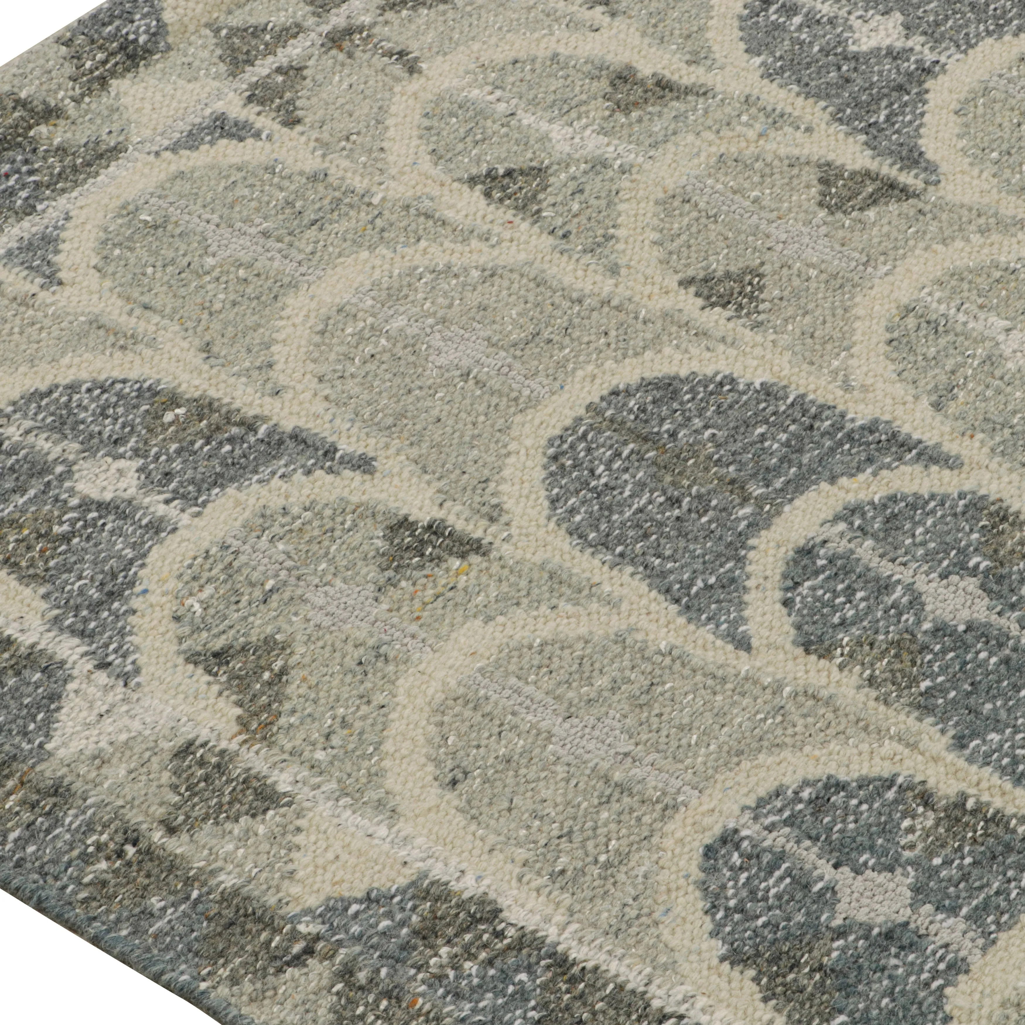 Grey Swedish Flatweave Wool Cotton Blend Rug - 6'1" x 9'
