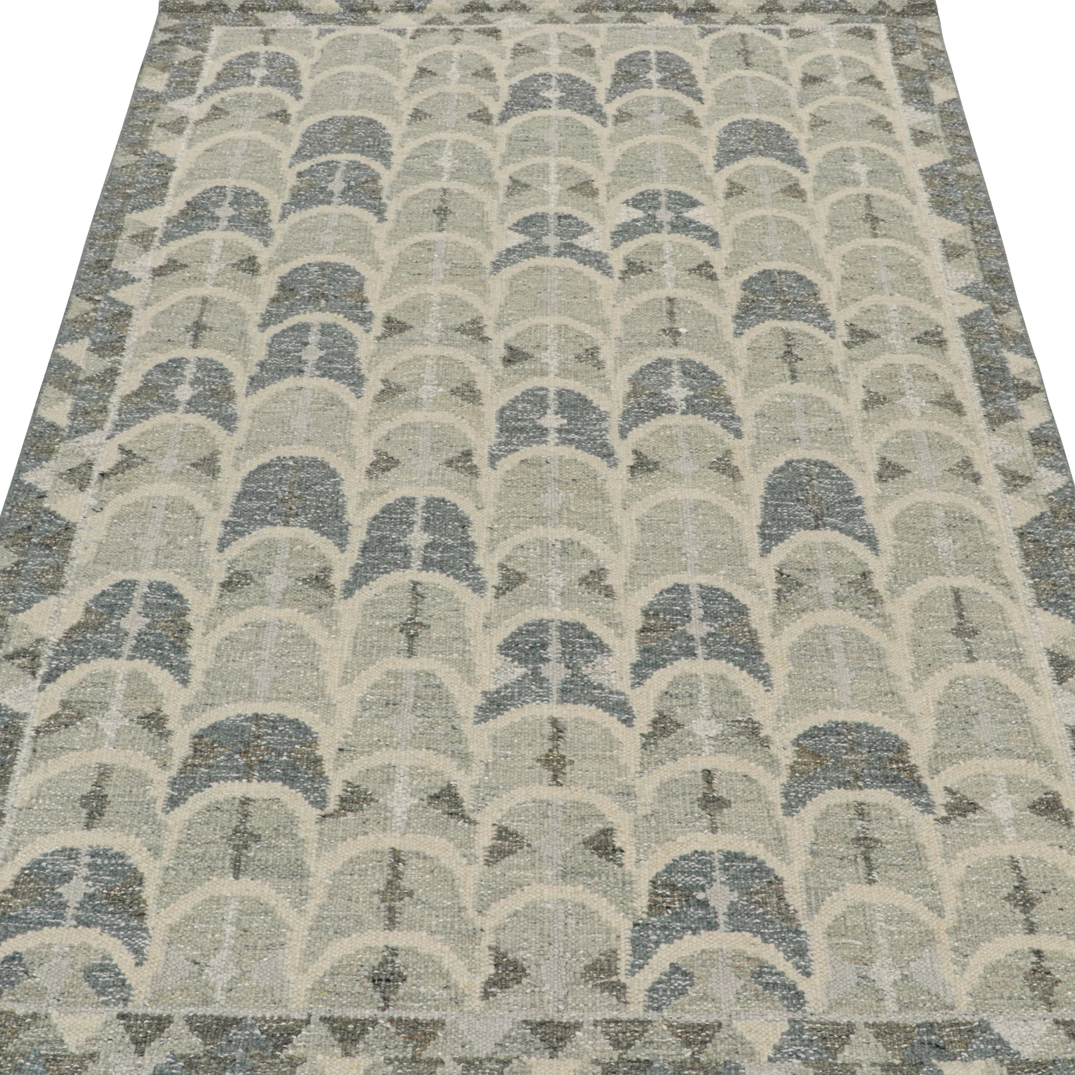 Grey Swedish Flatweave Wool Cotton Blend Rug - 6'1" x 9'