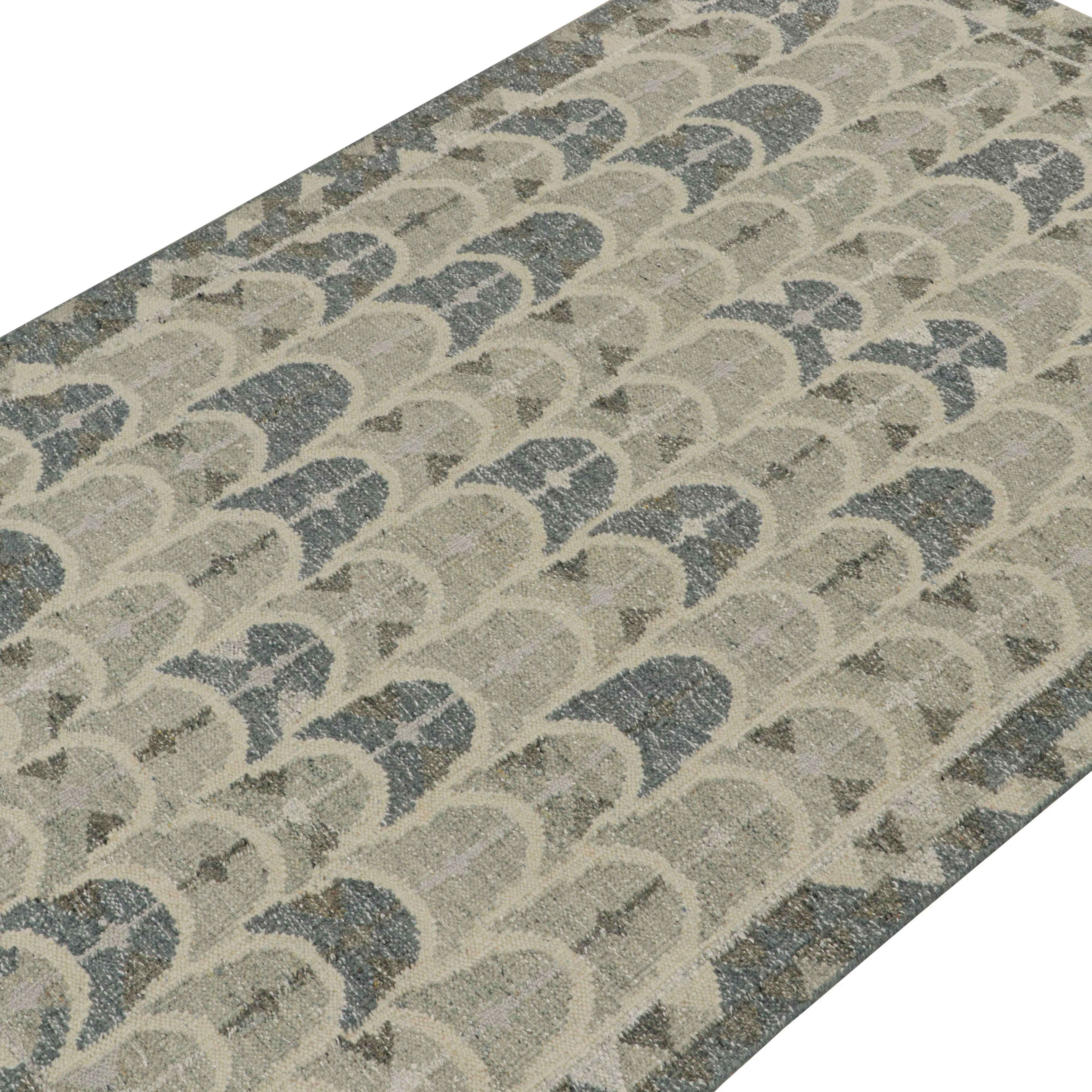 Grey Swedish Flatweave Wool Cotton Blend Rug - 6'1" x 9'