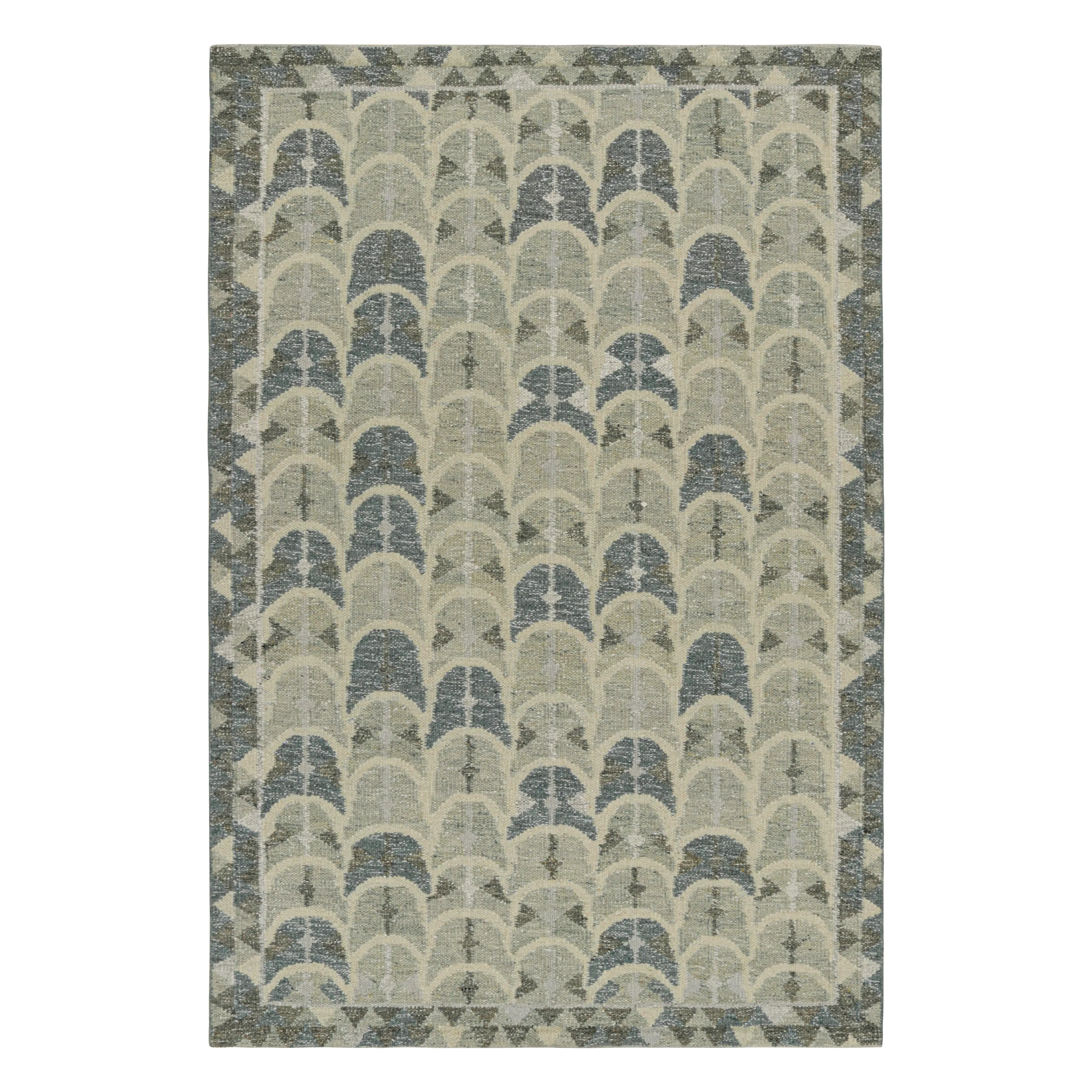 Grey Swedish Flatweave Wool Cotton Blend Rug - 6'1" x 9'