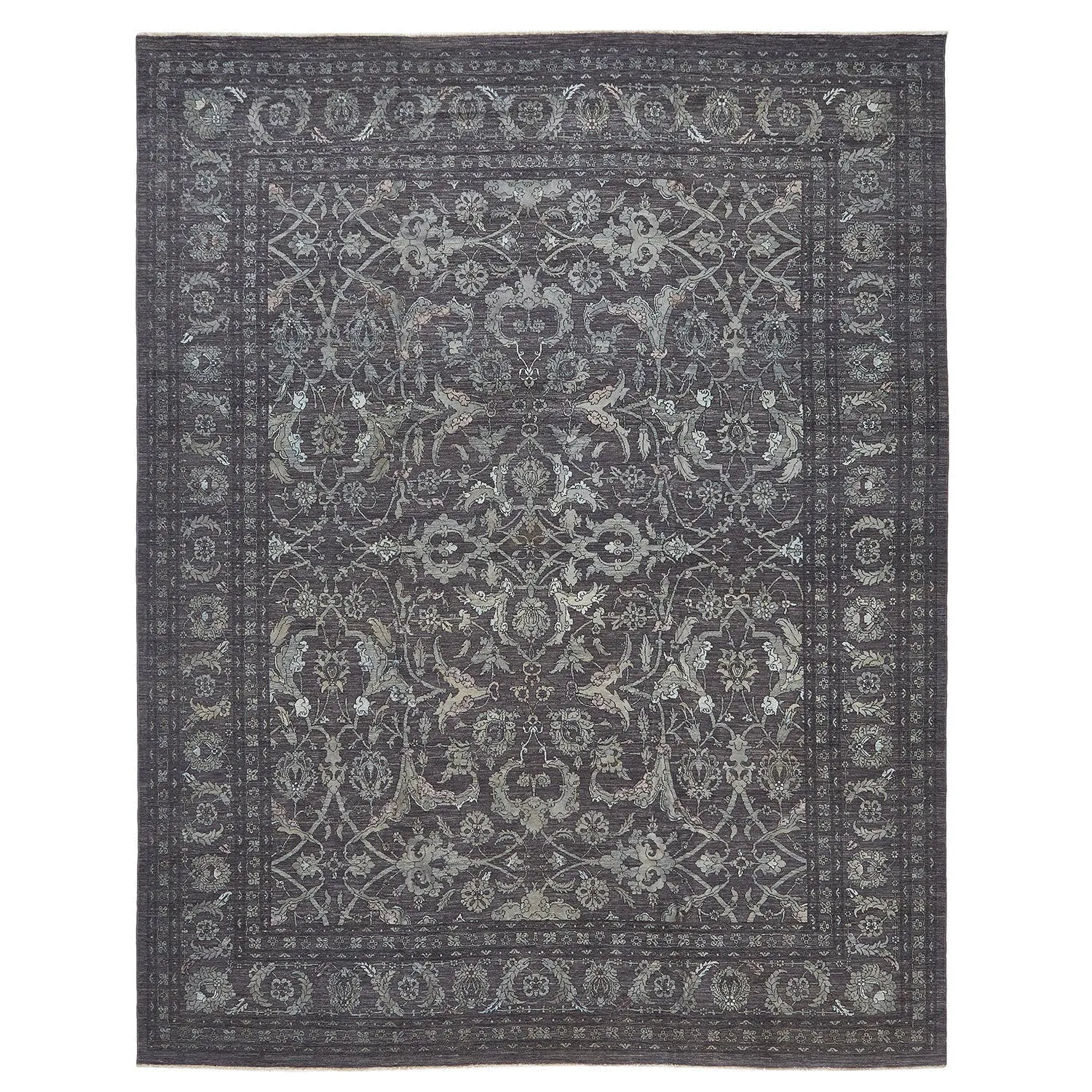 Grey Traditional Wool Rug - 11'1" x 14'1"