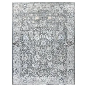 Grey Traditional Wool Silk Blend Rug - 9'1" x 11'11"