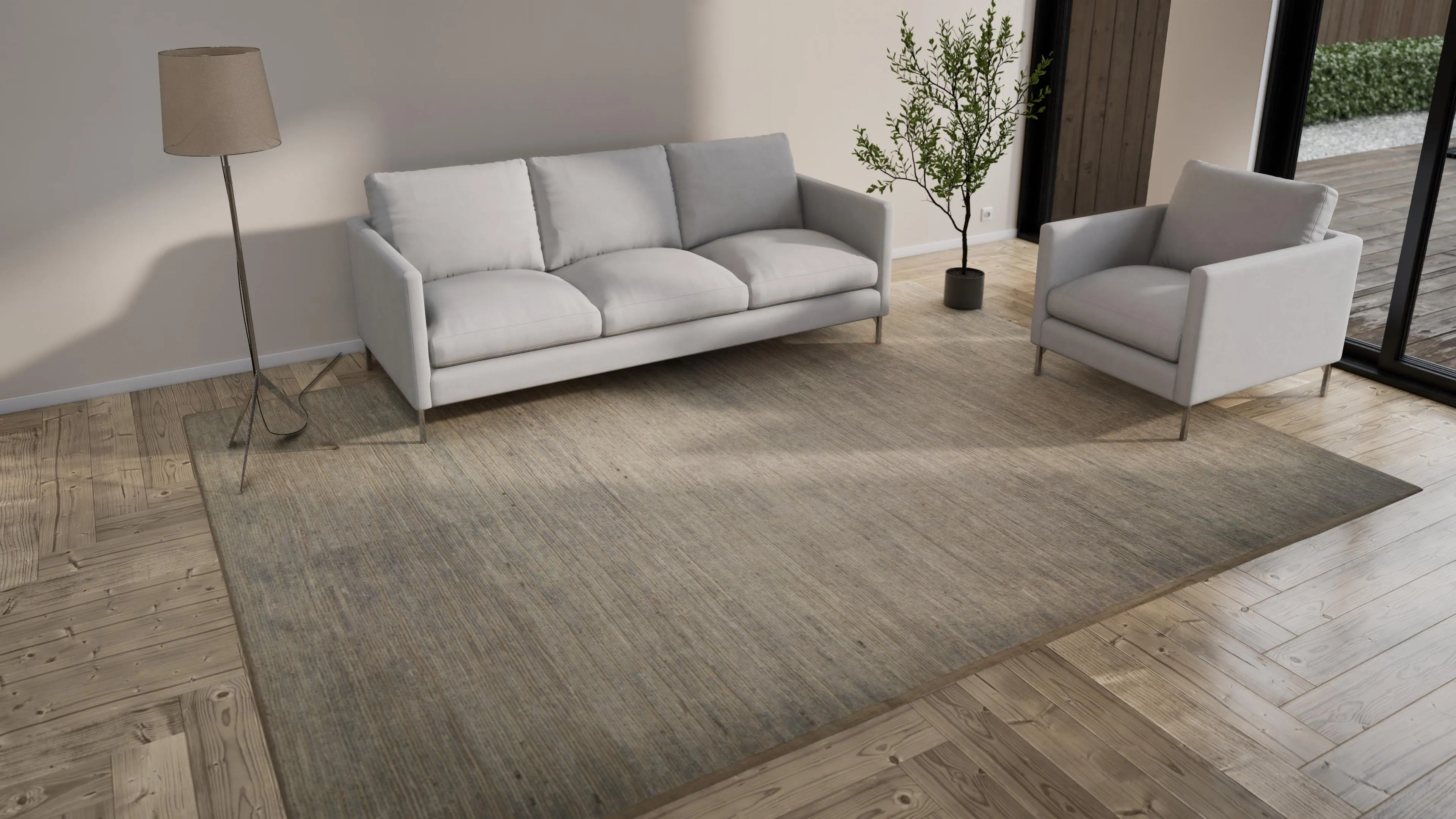 Grey Zameen Transitional Wool Rug- 9'3" x 12'