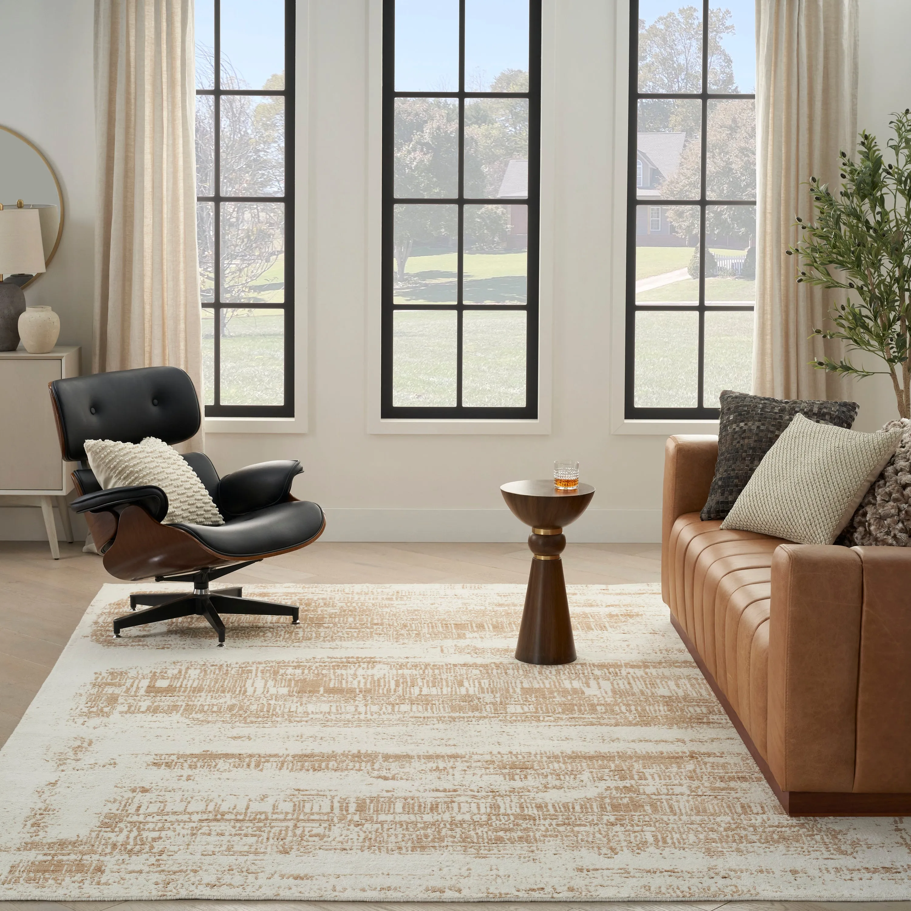 Ivory Essentials Gold Contemporary Wool Blend Rug
