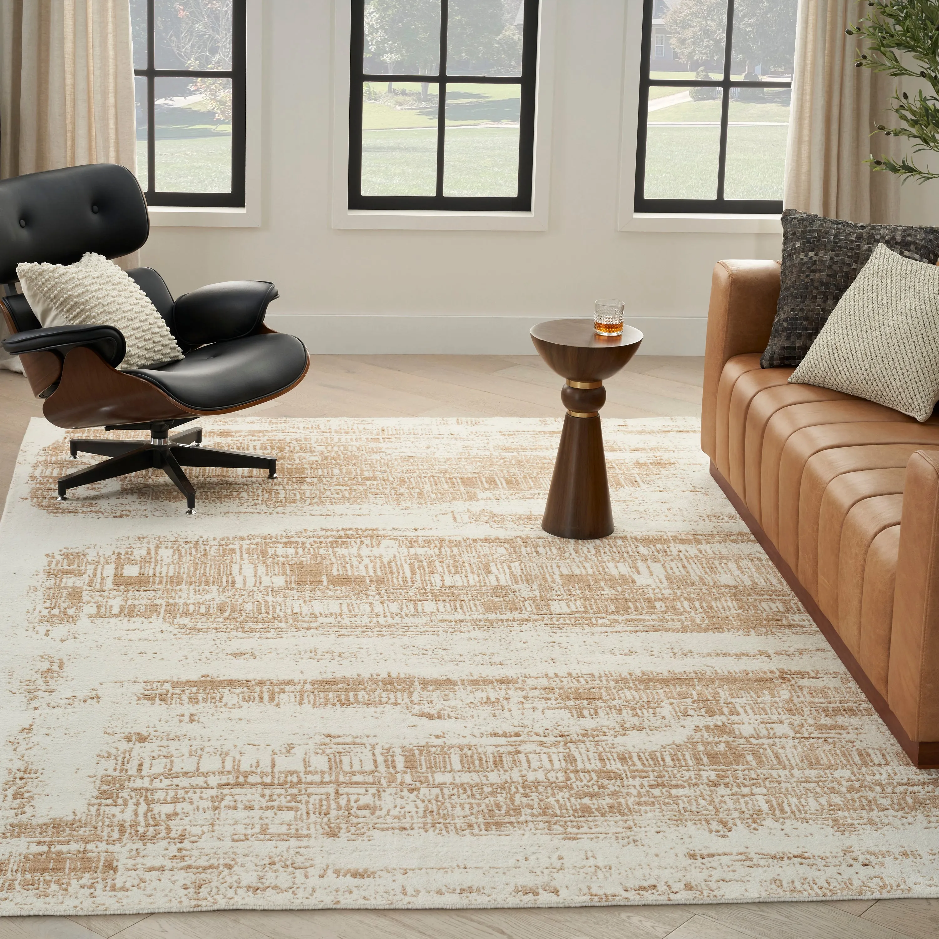 Ivory Essentials Gold Contemporary Wool Blend Rug