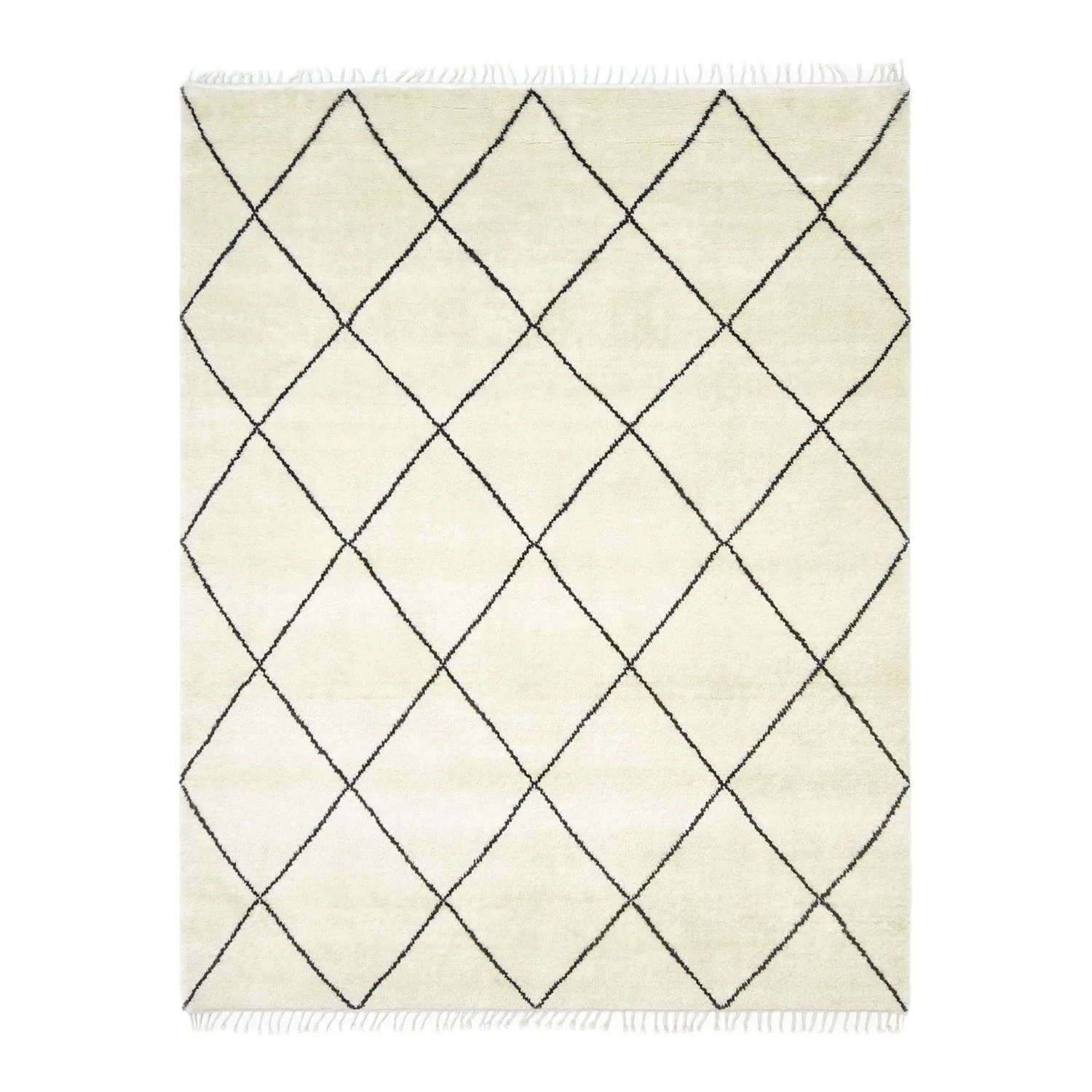 Ivory Moroccan Diamond Shag Rug - 8' x 10'