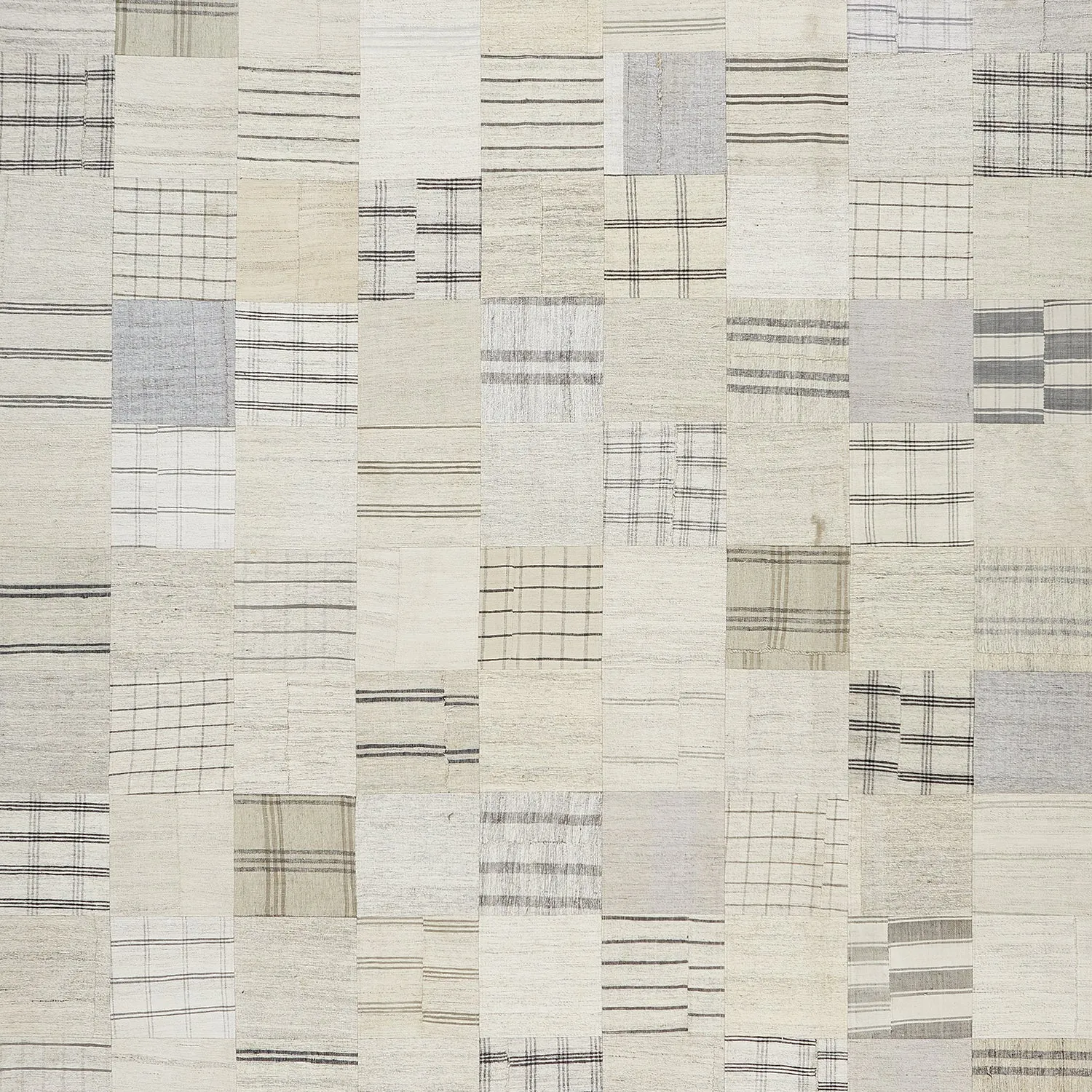 Ivory Patchwork Wool Rug - 9'1" x 12'