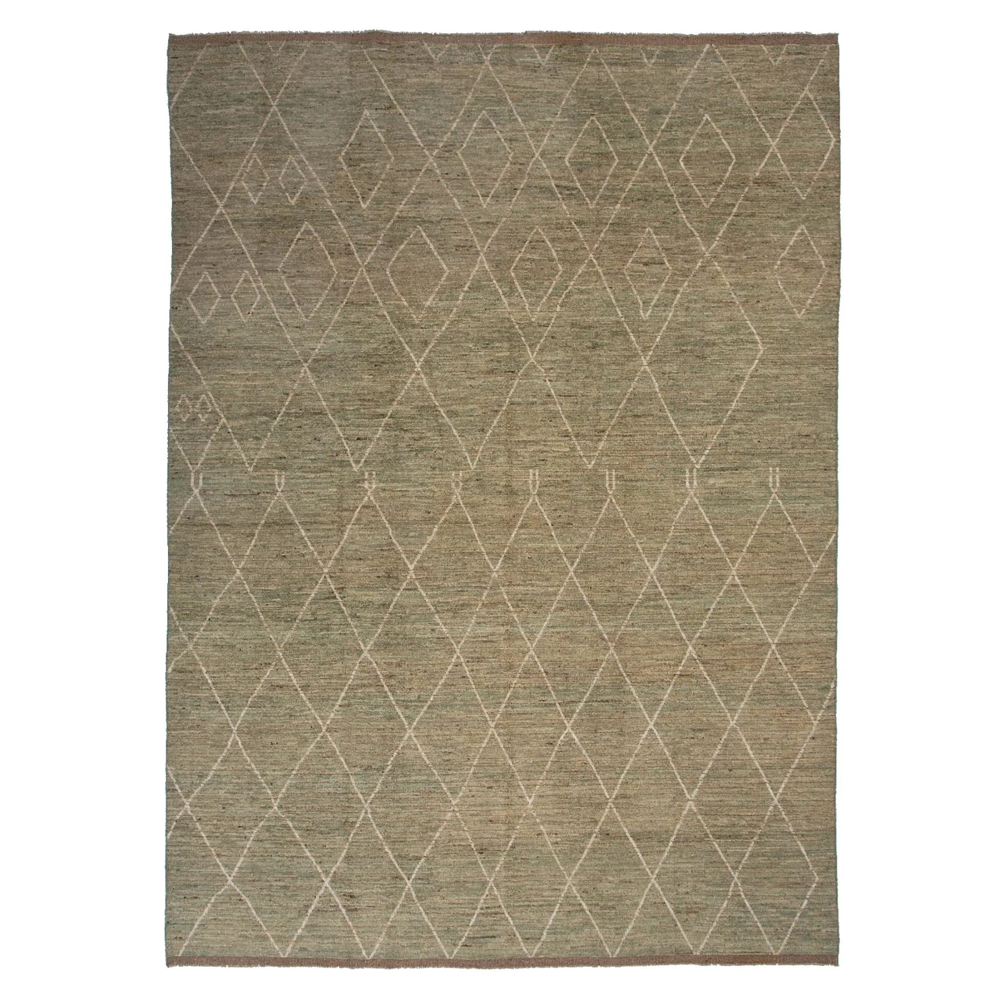 Light Blue & Brown Modern Wool Rug - 13'3'' x 19'