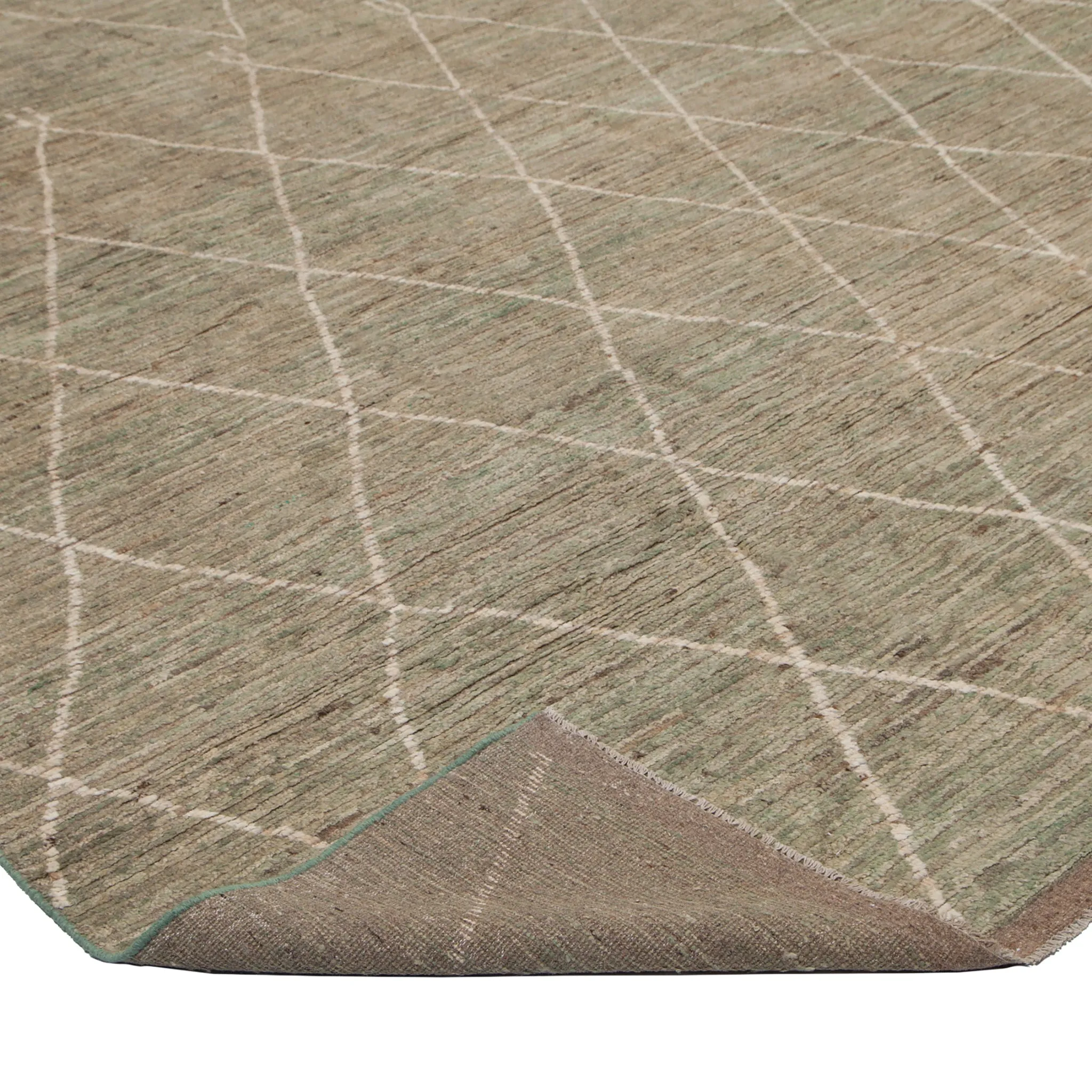 Light Blue & Brown Modern Wool Rug - 13'3'' x 19'