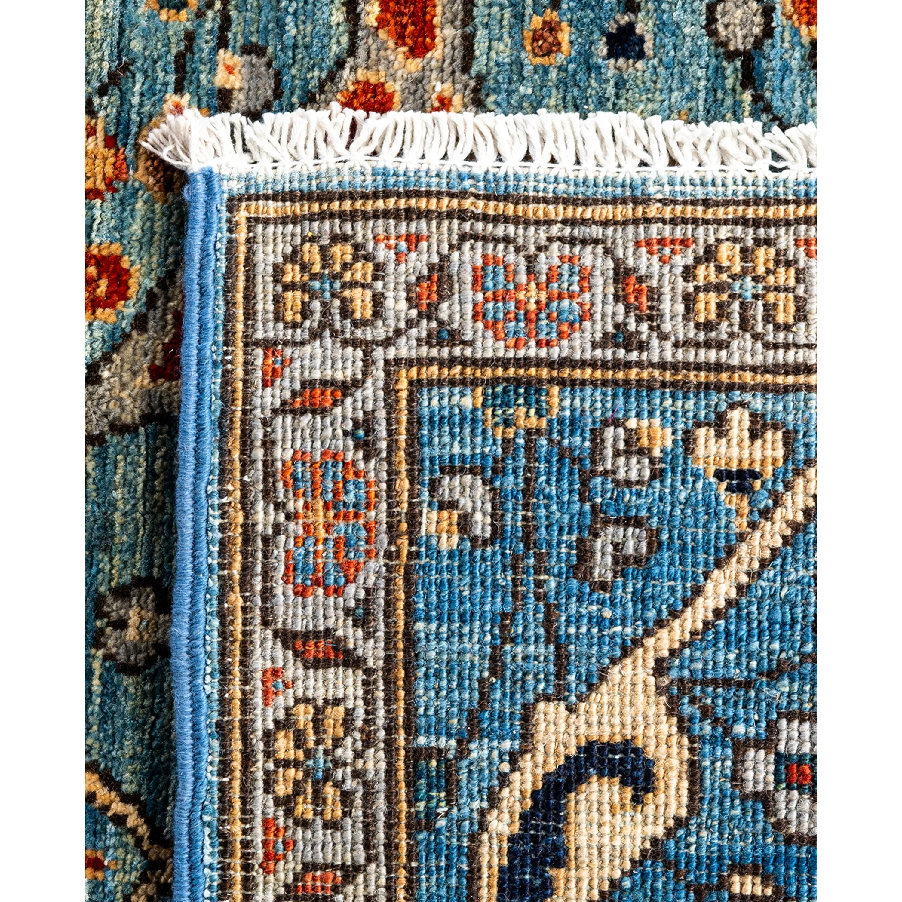 Light Blue Traditional Serapi Wool Runner - 2'7" x 9'11"