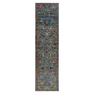 Light Blue Traditional Serapi Wool Runner - 2'7" x 9'11"