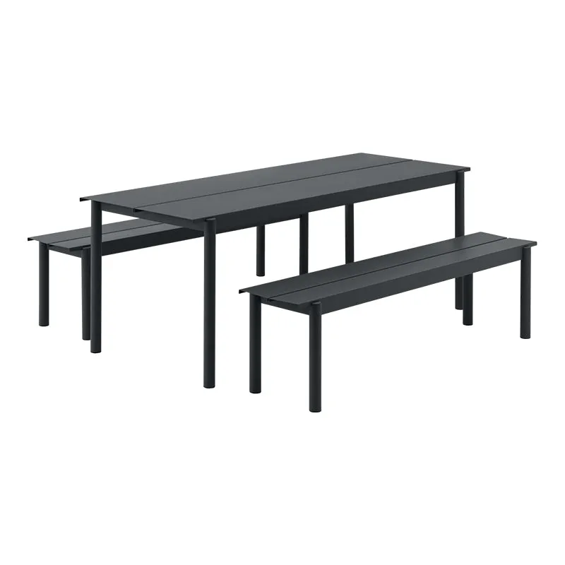 Linear Steel Bench, Black 170cm