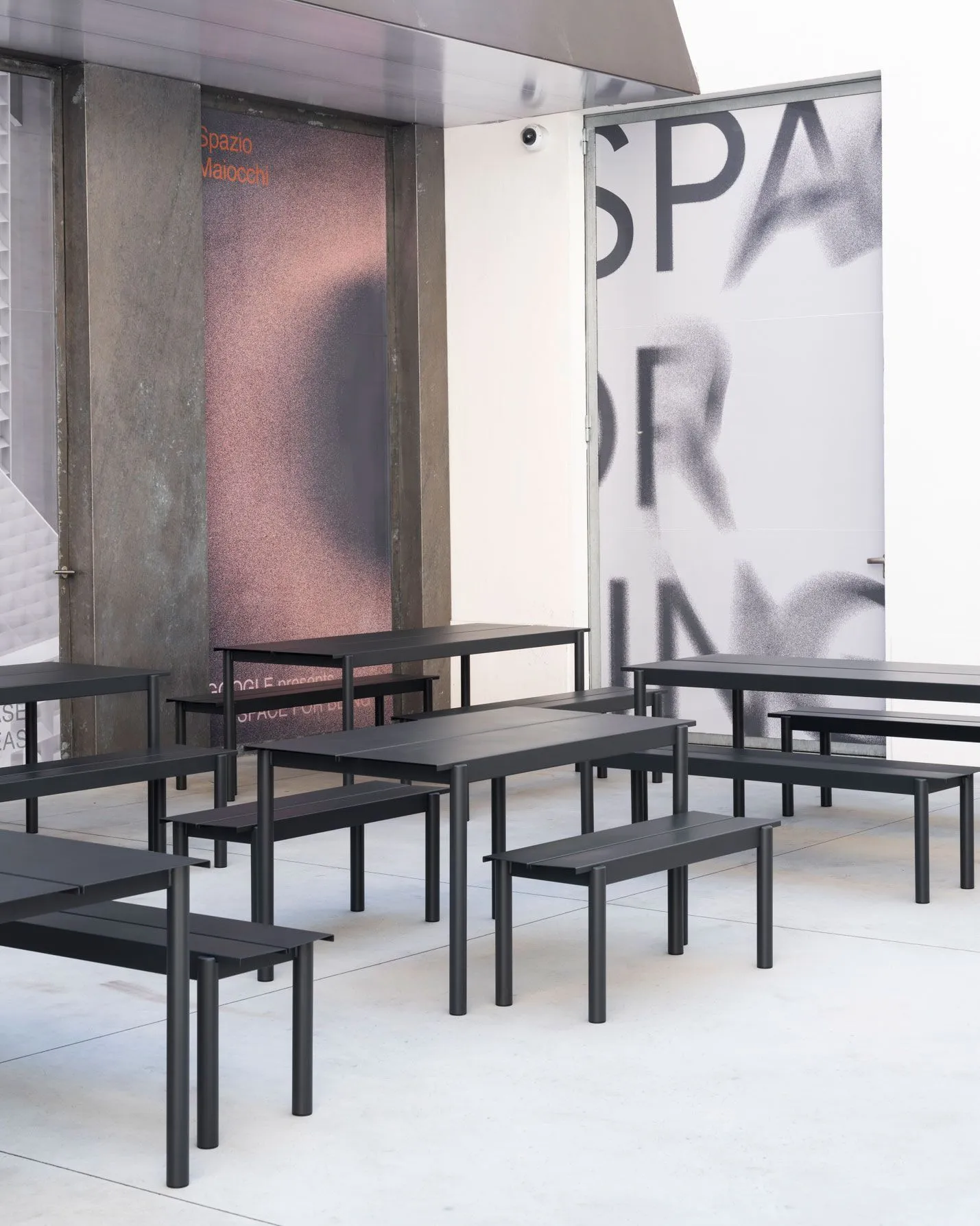Linear Steel Bench, Black 170cm