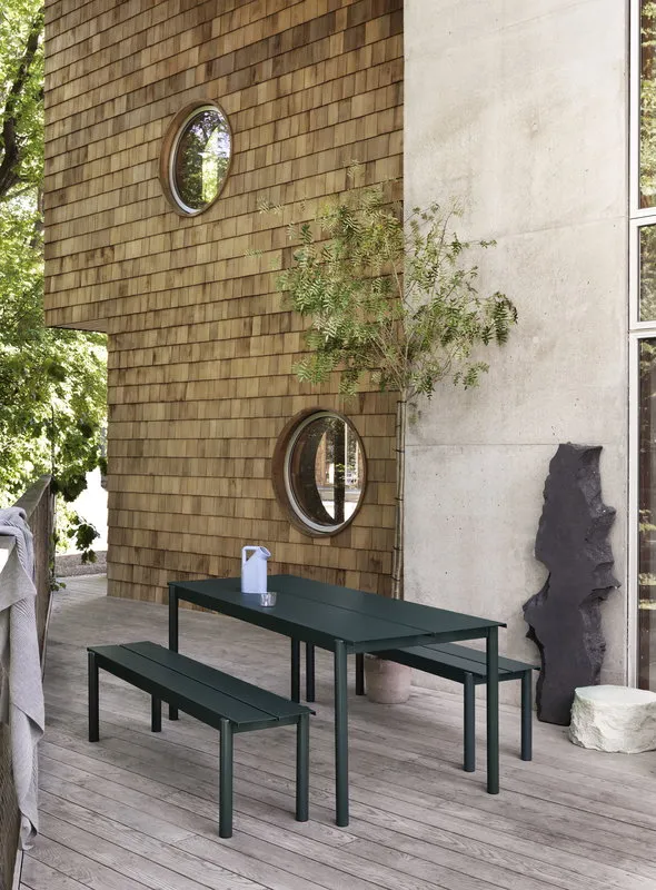 Linear Steel Bench, Black 170cm