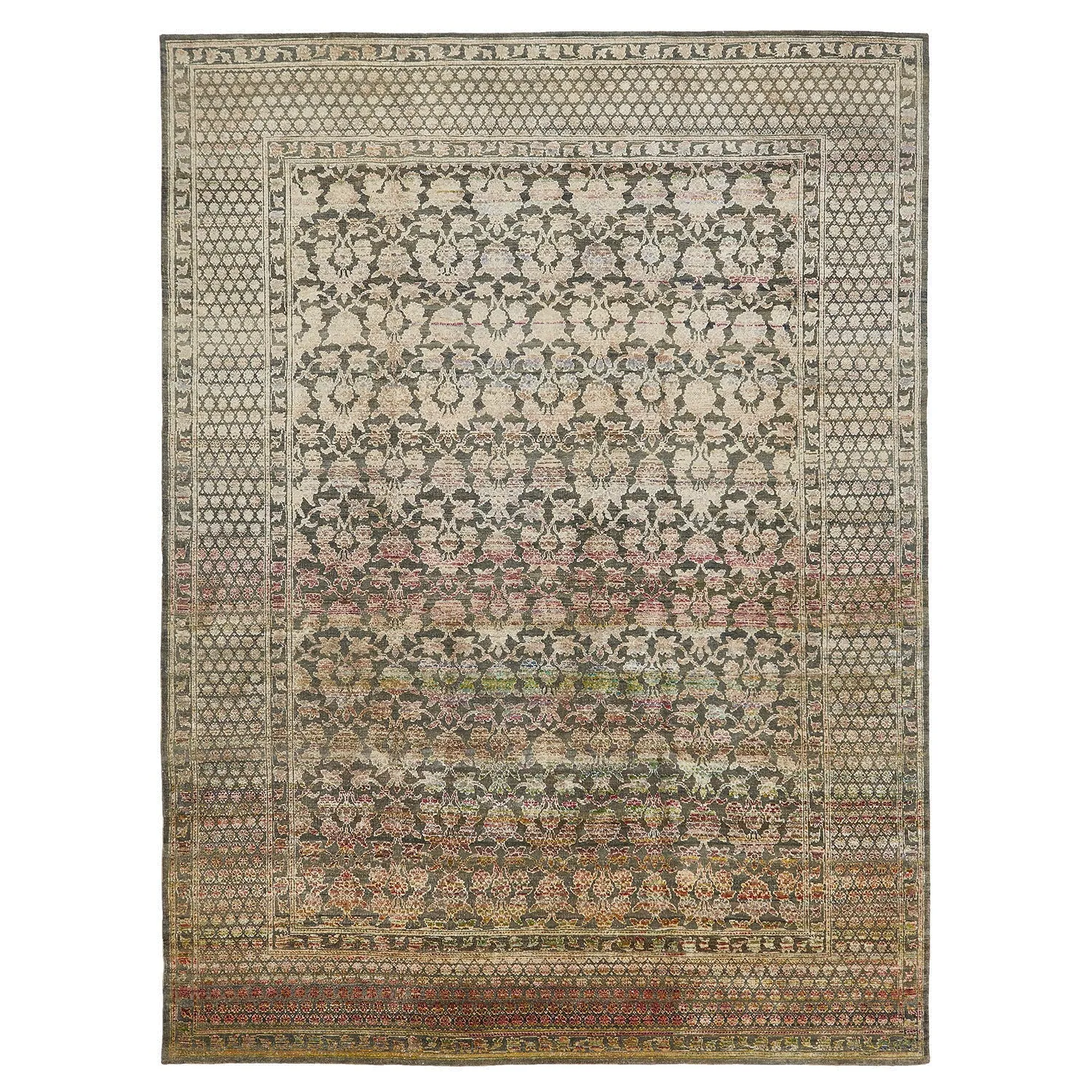 Multicolored Alchemy Traditional Wool Silk Blend Rug - 8'9" x 11'9"