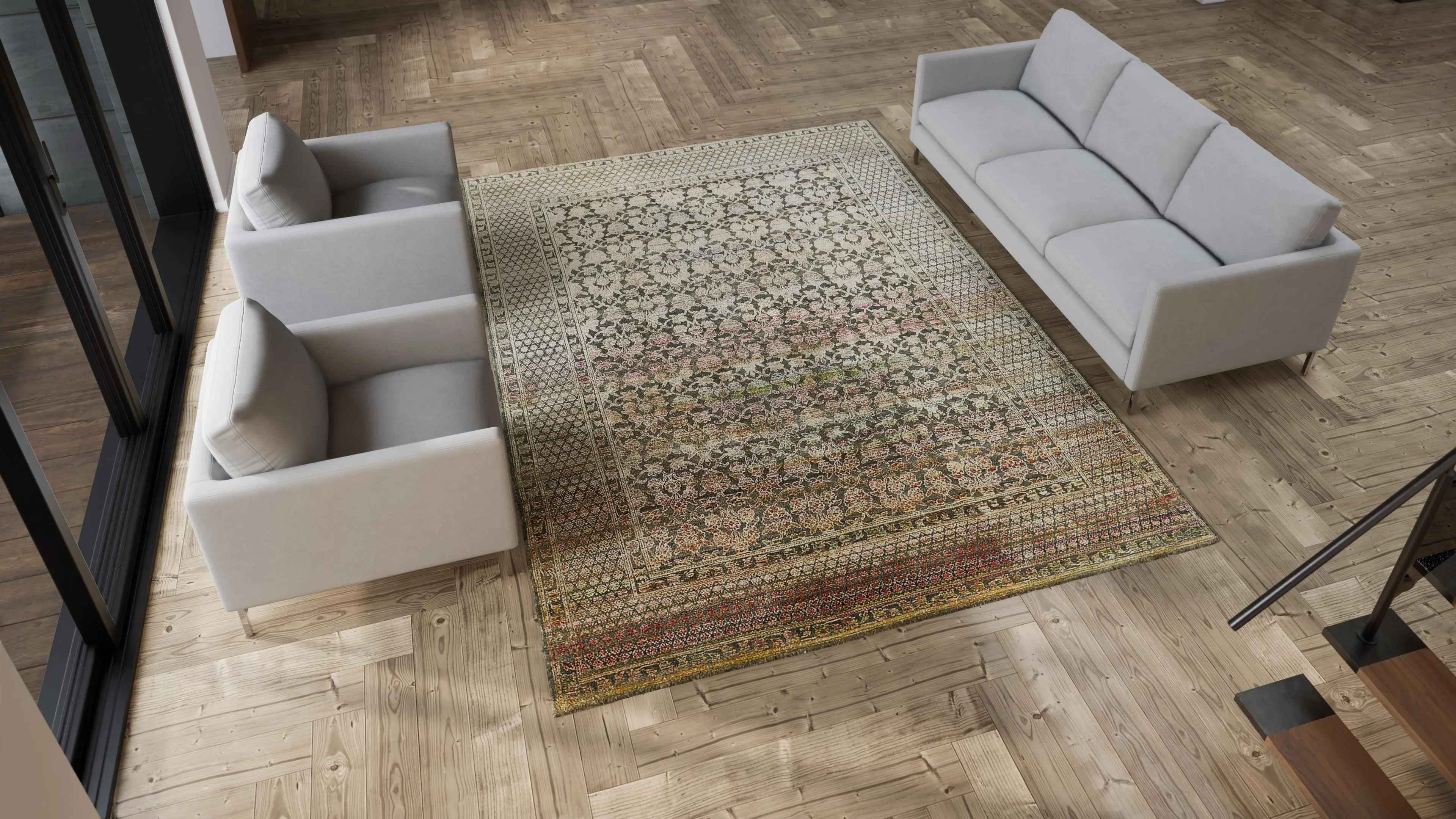 Multicolored Alchemy Traditional Wool Silk Blend Rug - 8'9" x 11'9"