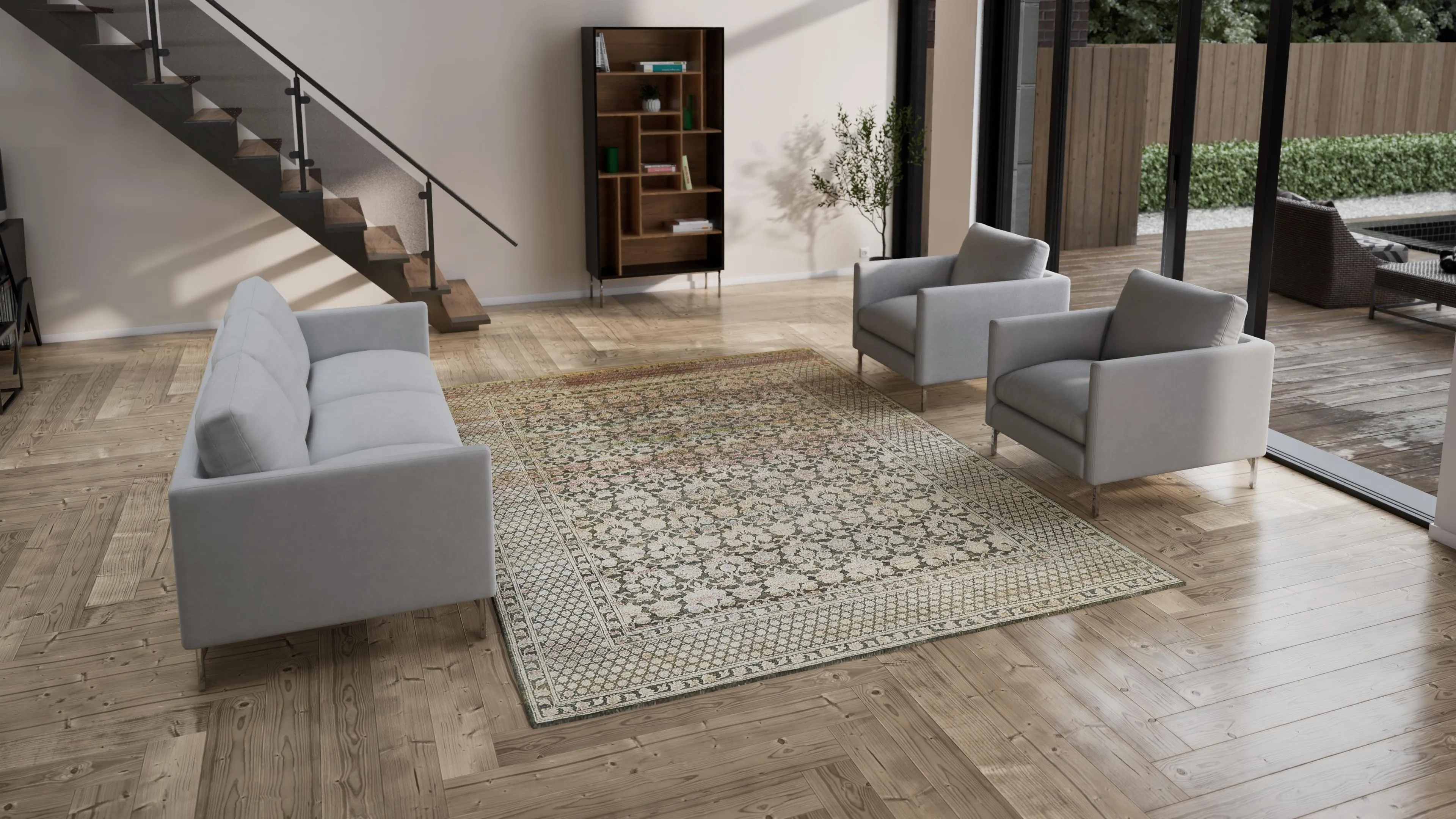 Multicolored Alchemy Traditional Wool Silk Blend Rug - 8'9" x 11'9"