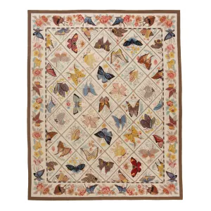Multicolored Flatweave Butterly Motif Rug - 7'9" x 9'9"