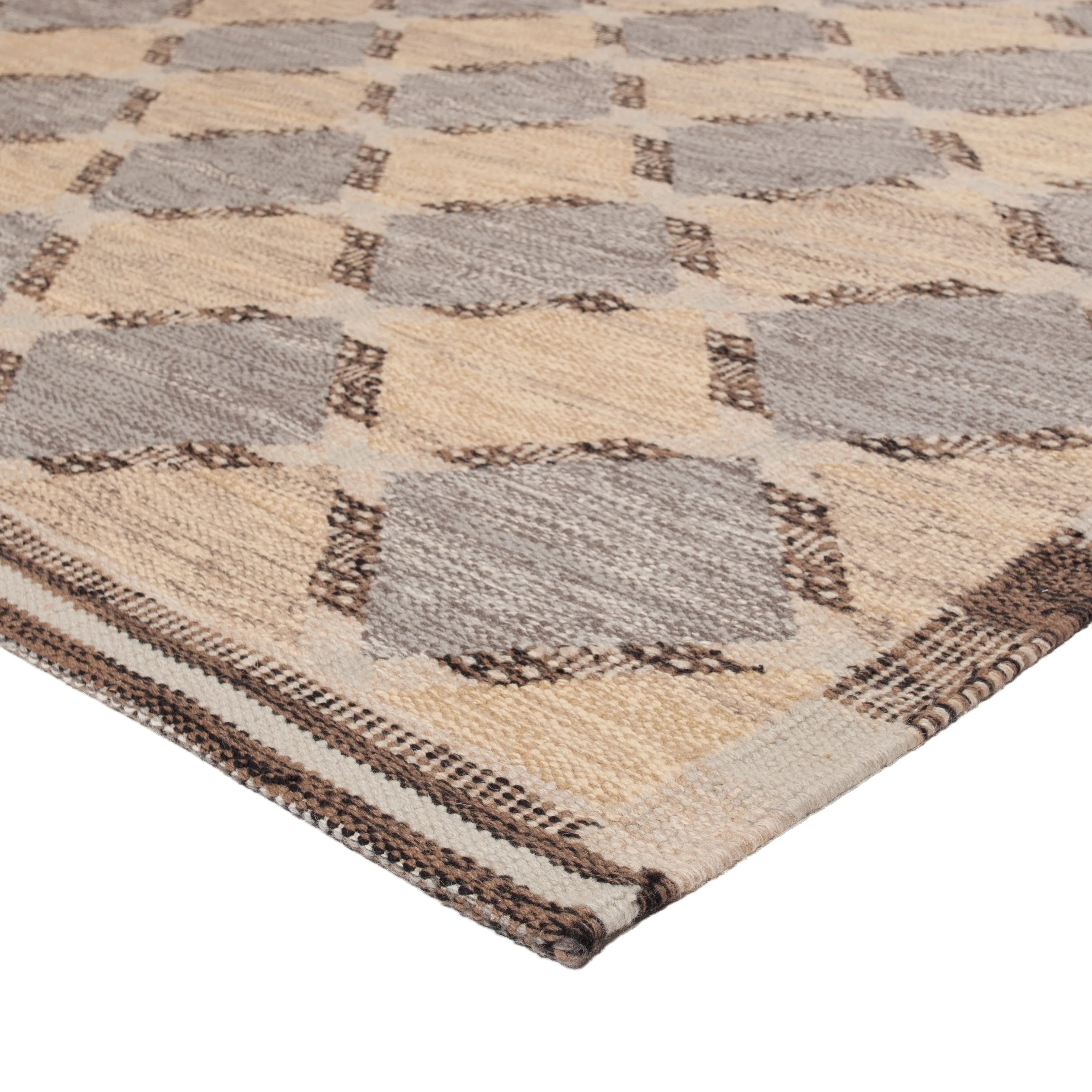 Multicolored Flatweave Wool Cotton Silk Rug - 7'9" x 9'8"