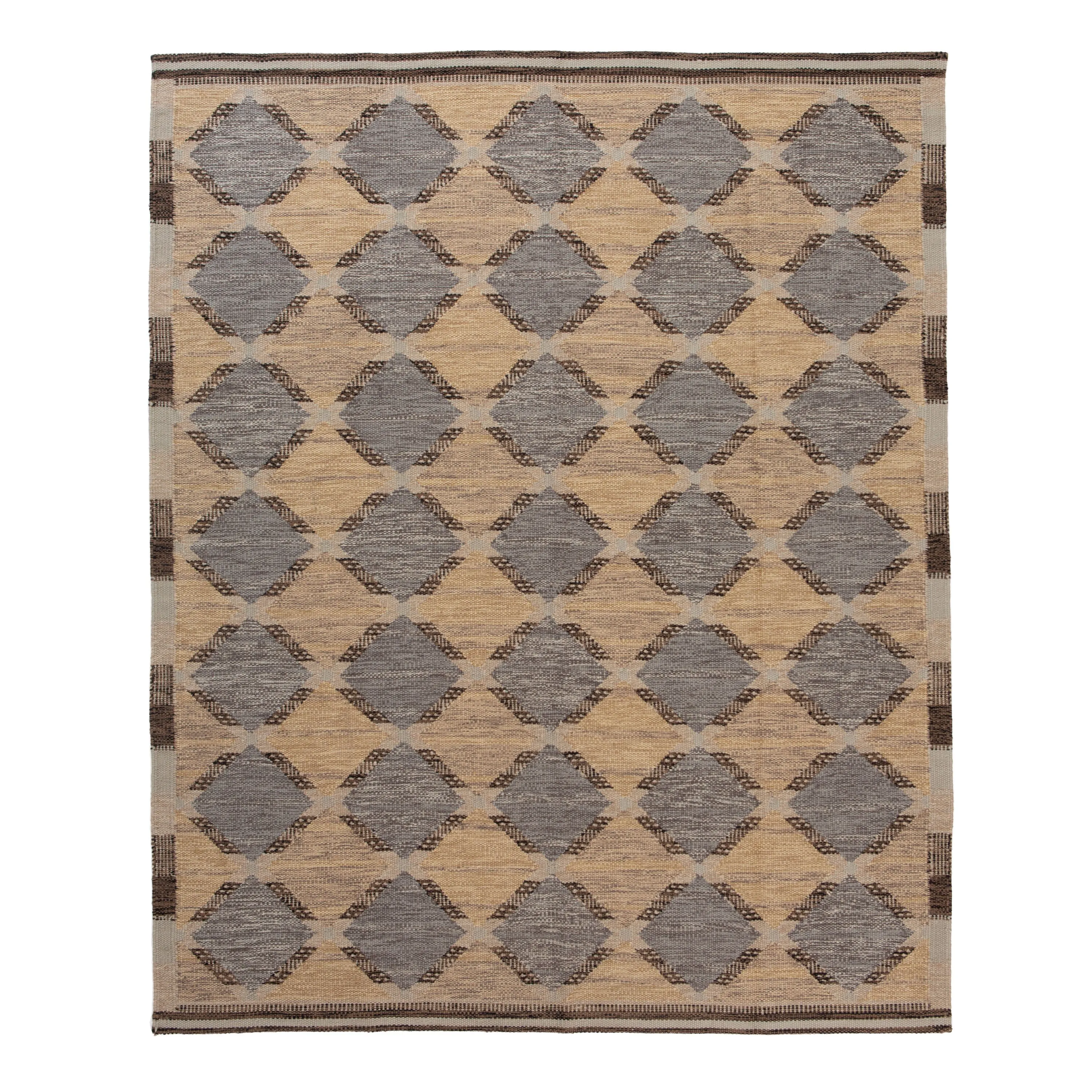 Multicolored Flatweave Wool Cotton Silk Rug - 7'9" x 9'8"