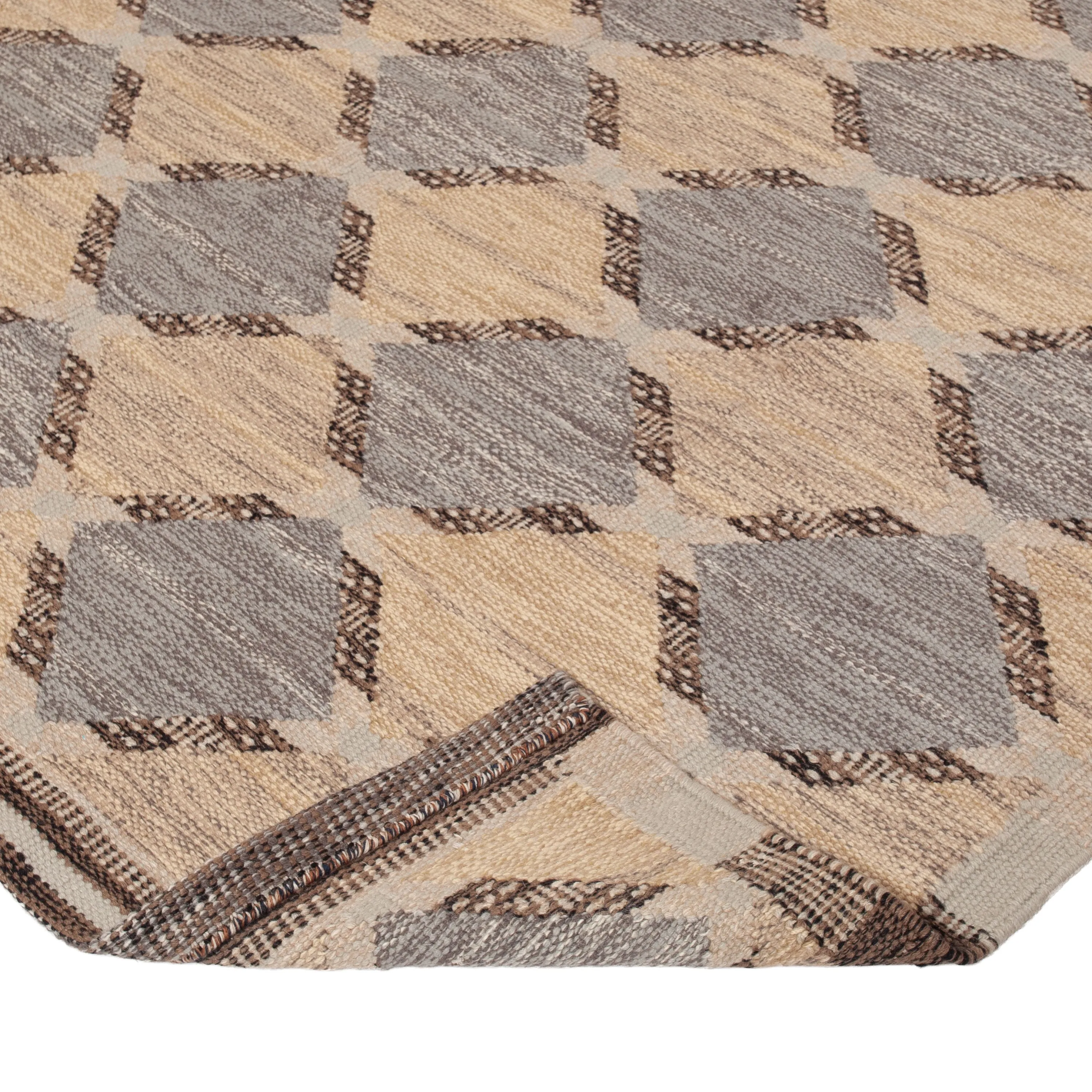 Multicolored Flatweave Wool Cotton Silk Rug - 7'9" x 9'8"