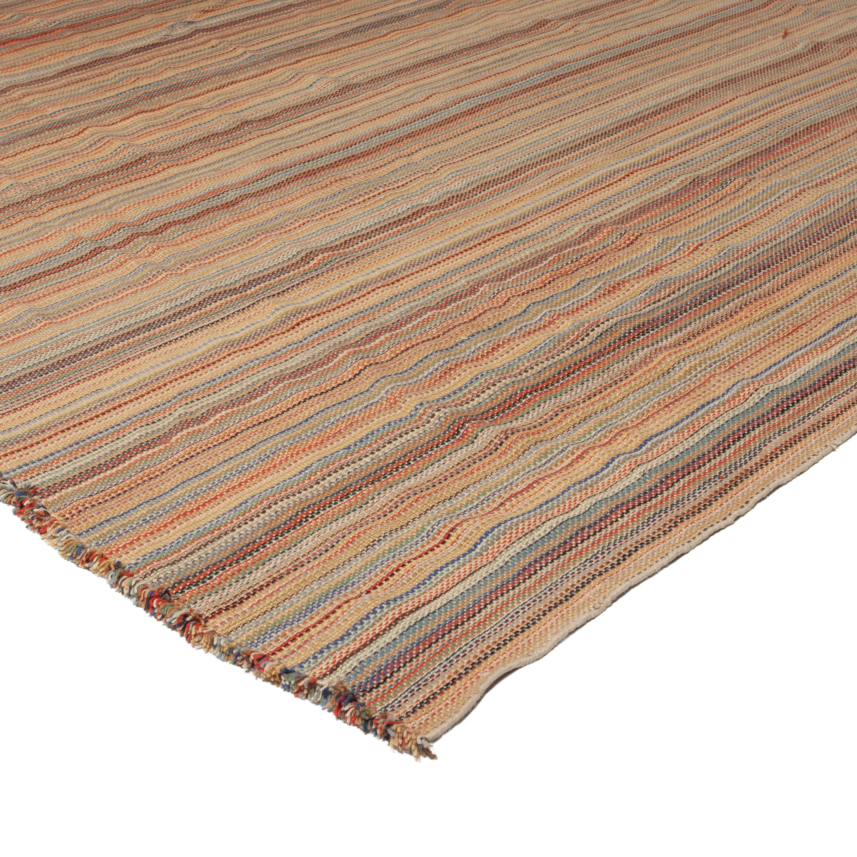 Multicolored Flatweave Wool Rug - 12' x 16'