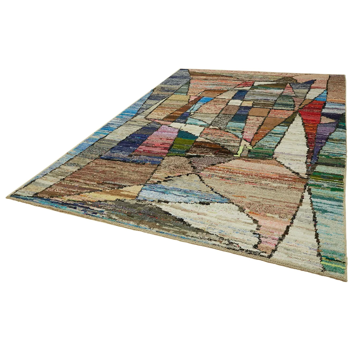 Multicolored Moroccan Wool Cotton Blend Rug - 8'3" x 12'7"