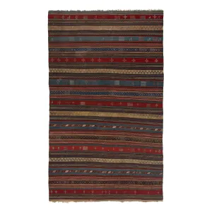 Multicolored Multicolored Vintage Flatweave Wool Turkish Kilim - 6' x 10'