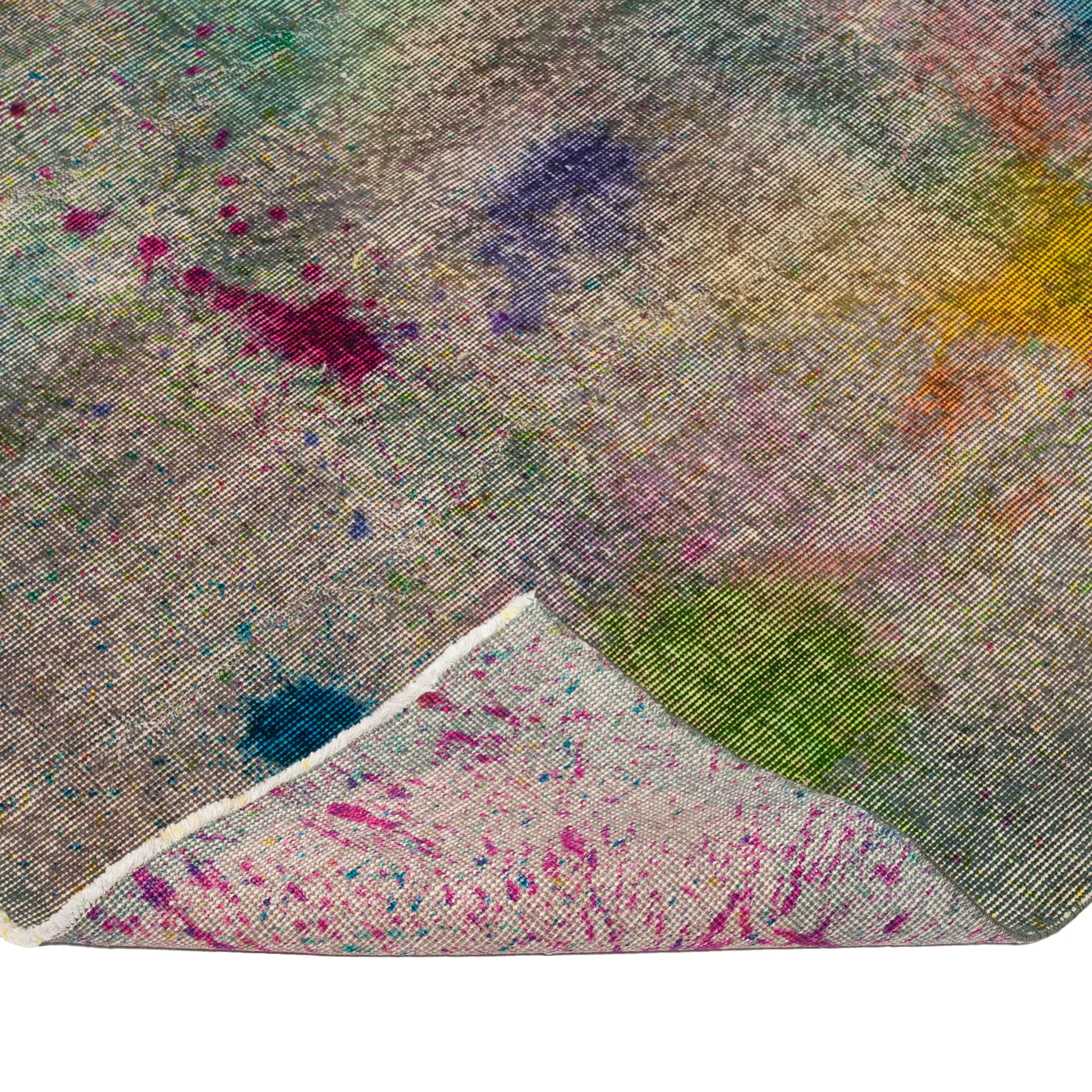 Multicolored Overdyed Wool Rug - 9'10" x 17'