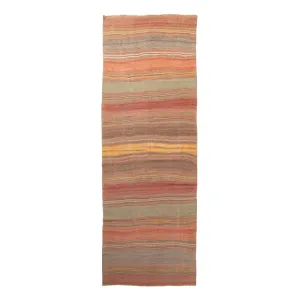 Multicolored Stripe Vintage Flatweave Anatolian Wool Runner - 4'9" x 14'7"