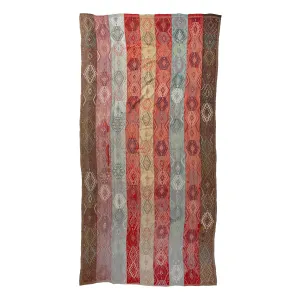 Multicolored Stripe Vintage Kilim Wool Rug - 8'2" x 17'11"