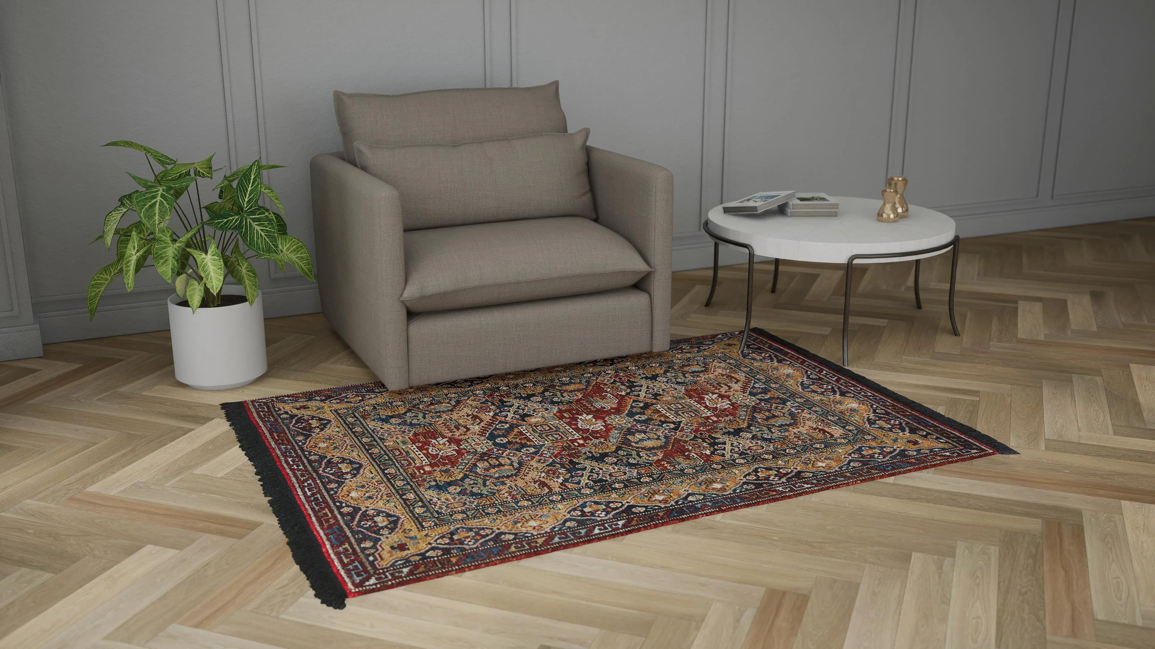 Multicolored Traditional Wool Rug - 5'1" x 7'3"