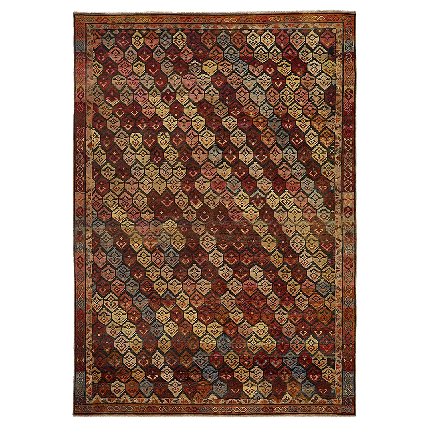 Multicolored Traditional Wool Rug - 9'11" x 14'2"
