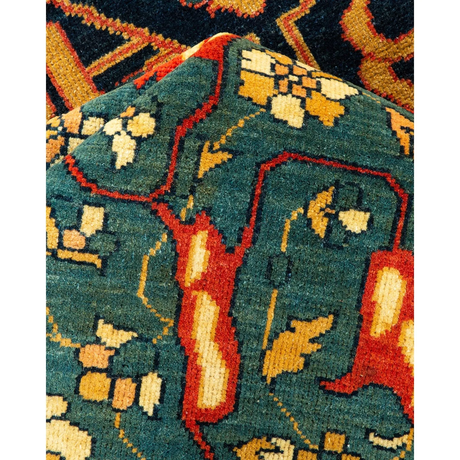 Multicolored Traditional Wool Rug - 9'1" x 12'3"