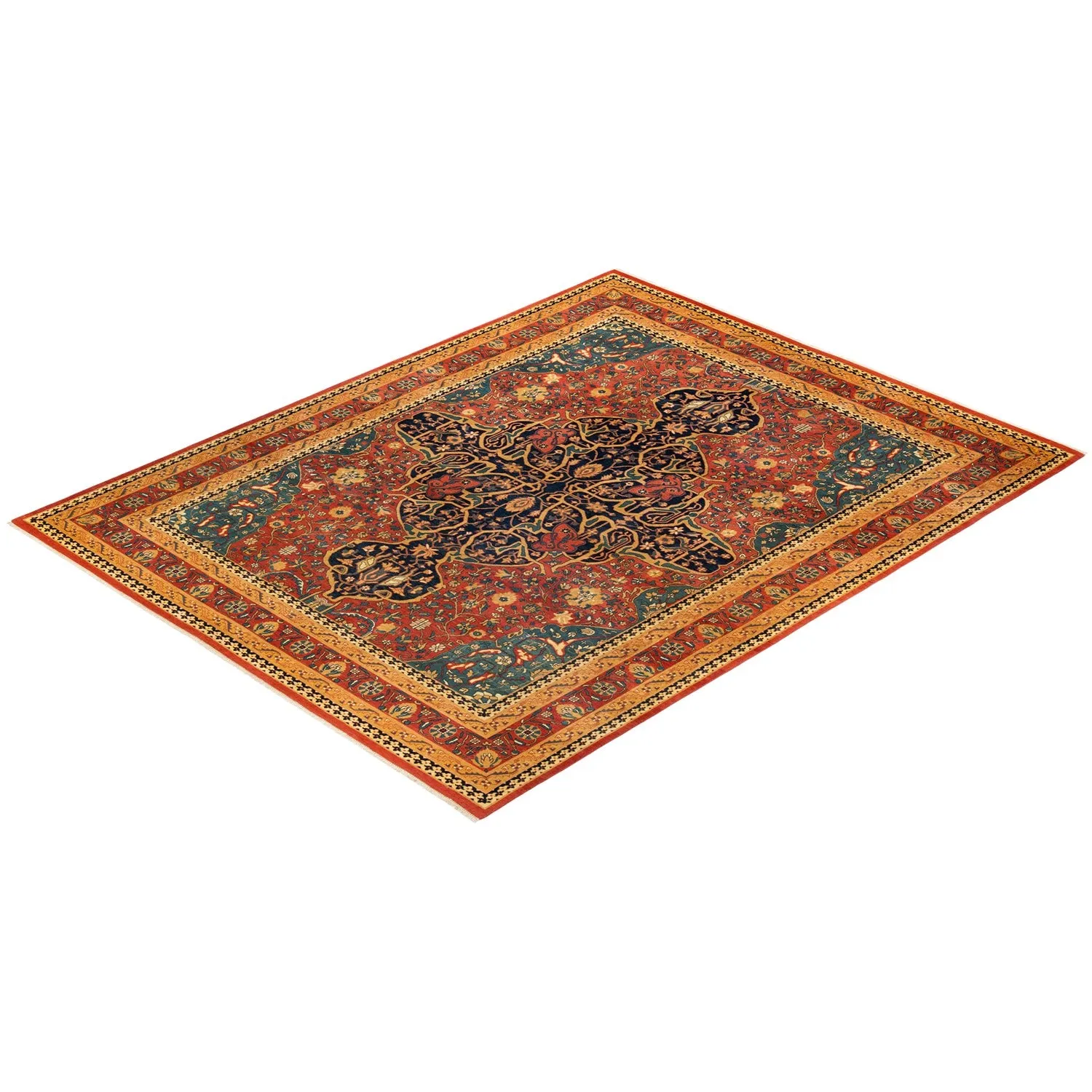 Multicolored Traditional Wool Rug - 9'1" x 12'3"