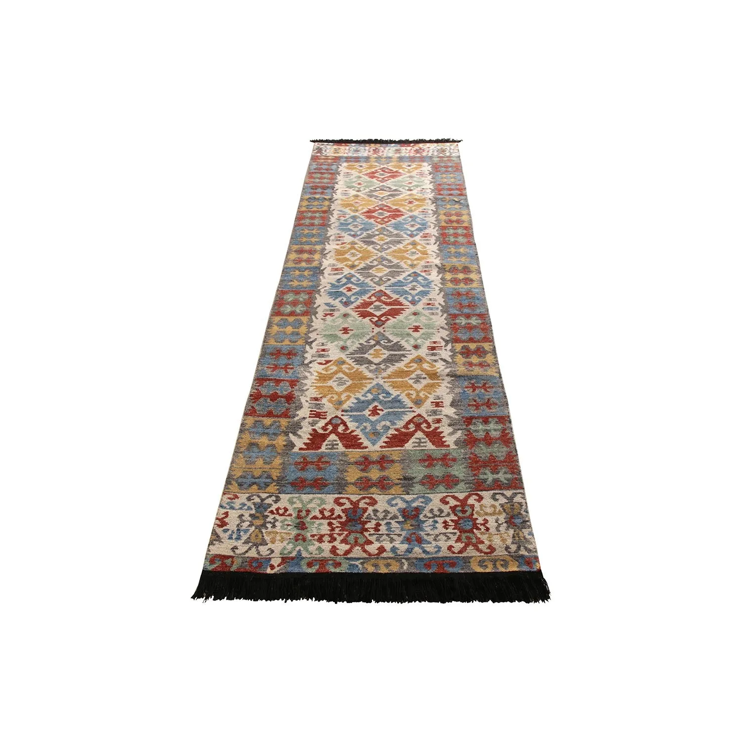 Multicolored Transitional Wool Runner - 3'3" x 12'2"