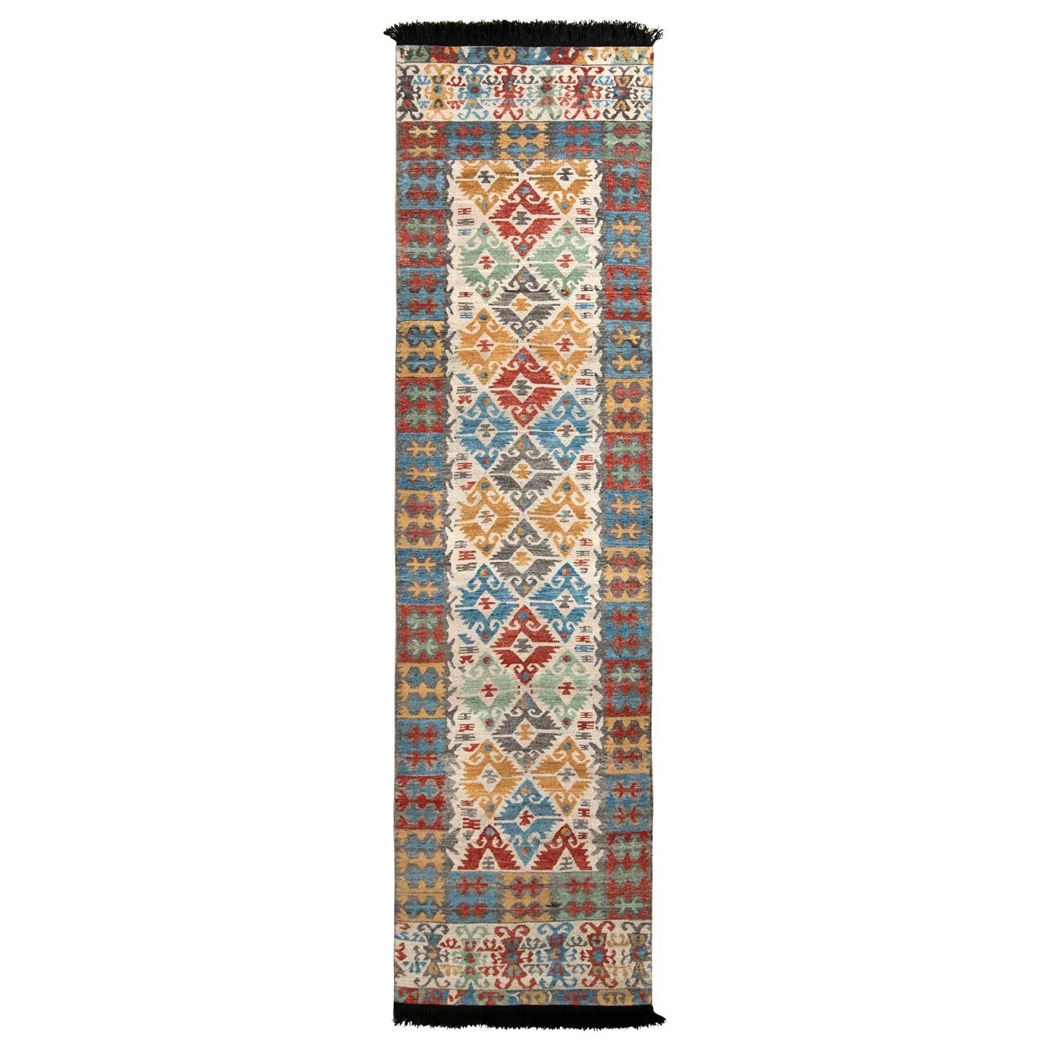 Multicolored Transitional Wool Runner - 3'3" x 12'2"