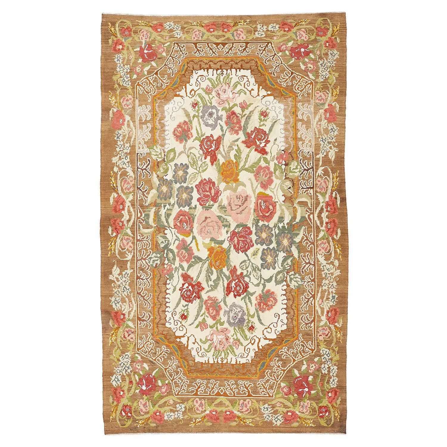 Multicolored Turkish Flatweave Wool Rug - 7'8" x 13'